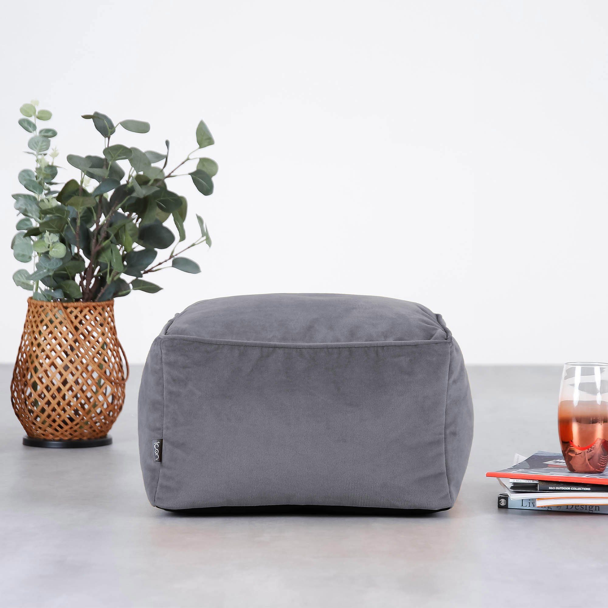icon Pouf aus Plüschsamt „Amara“, mit günstig online kaufen