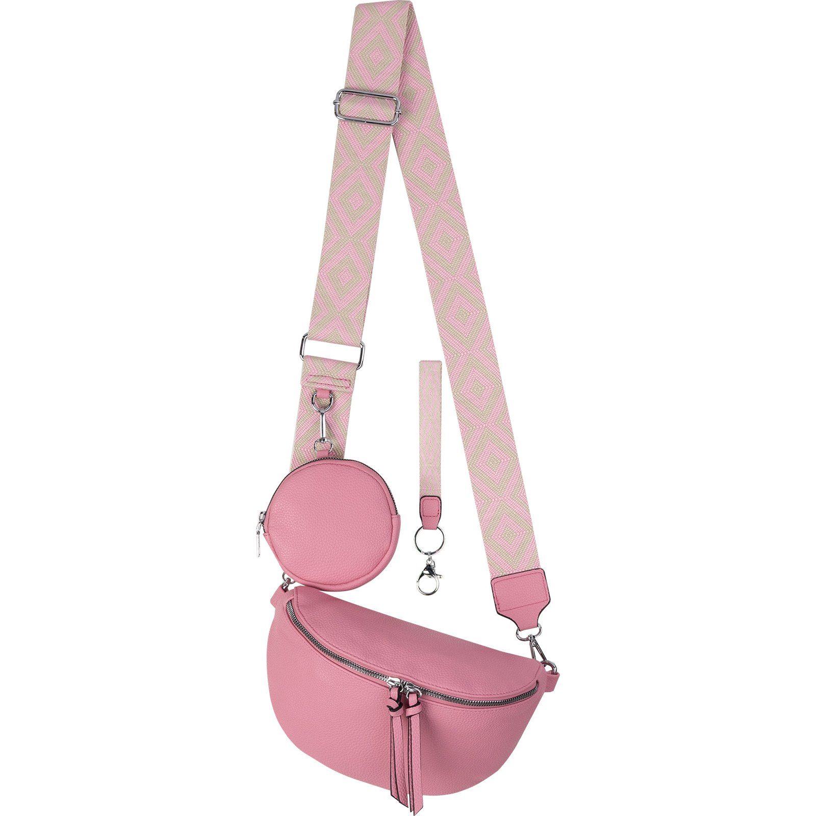 EAAKIE Gürteltasche Bauchtasche Umhängetasche Crossbody-Bag Kunstleder Italy-Design, als Schultertasche, CrossOver, Umhängetasche tragbar