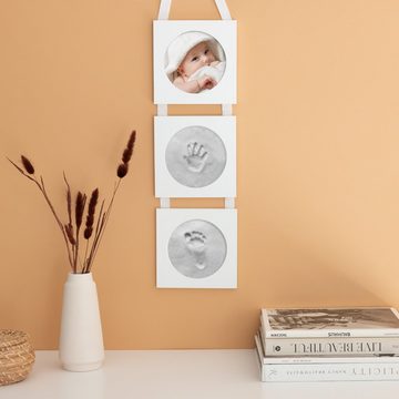 Navaris Doppelklebeband Babys Handabdruck & Fußabdruck Rahmen - Gipsabdruck Set & Fotorahmen