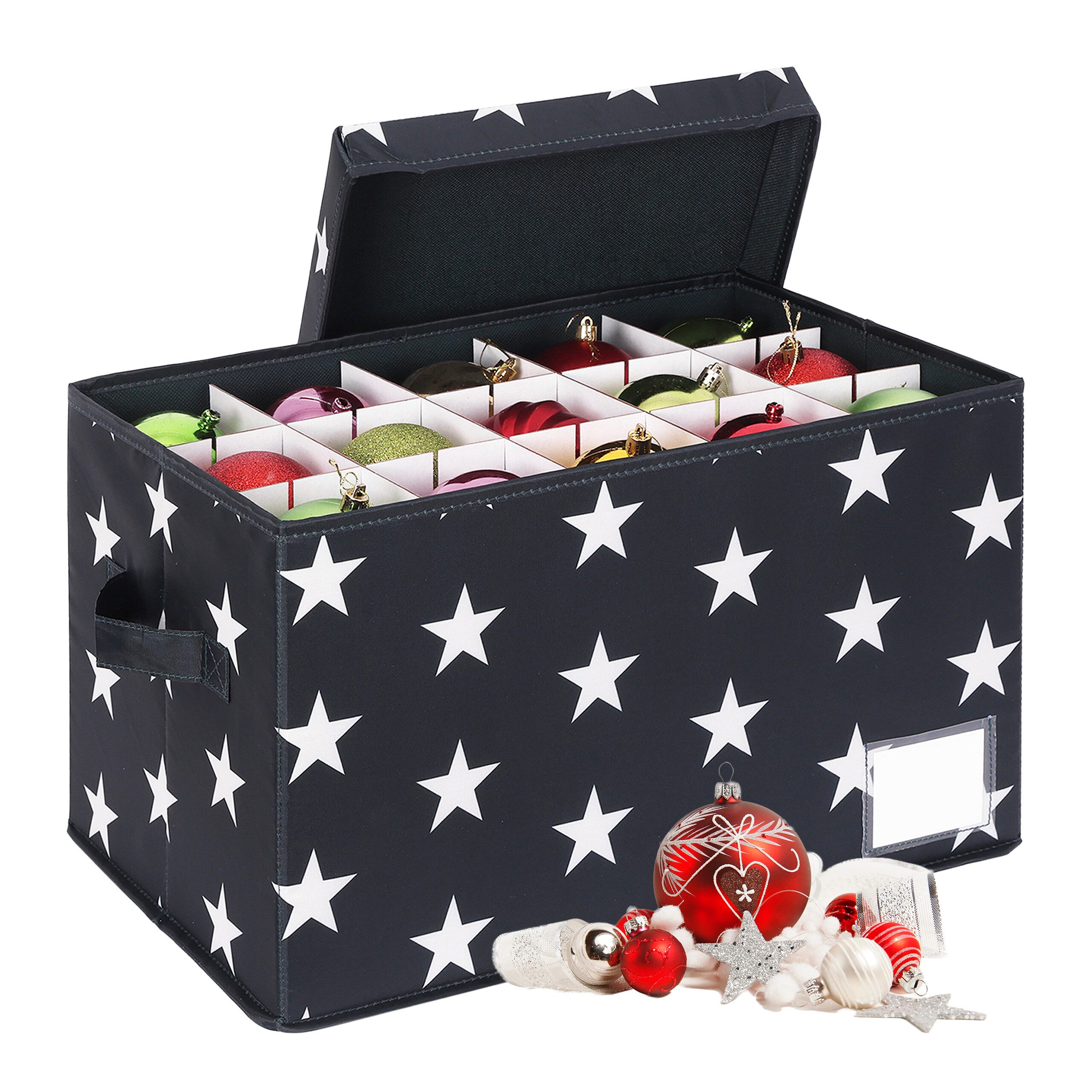 relaxdays Aufbewahrungsbox Weihnachtskugel Aufbewahrungsbox, grau günstig online kaufen