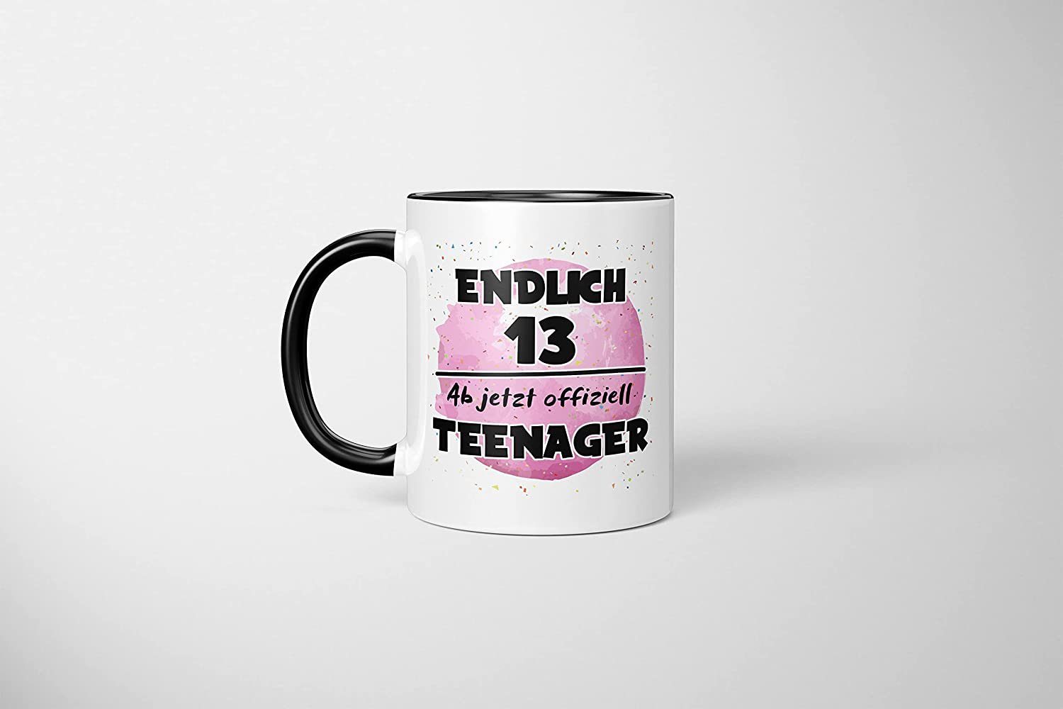330ml Tasse Schwarz Teenager-Geburtstag, TASSENTICKER-Endlich offiziell Ab jetzt 13. TassenTicker