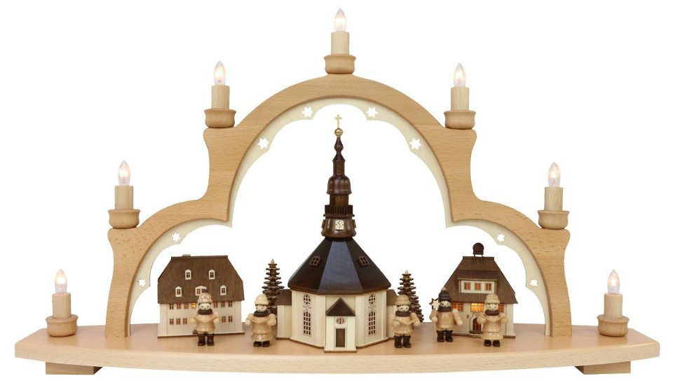 Lichterbogen Lenk und Sohn Schwibbogen Seiffener Kirche