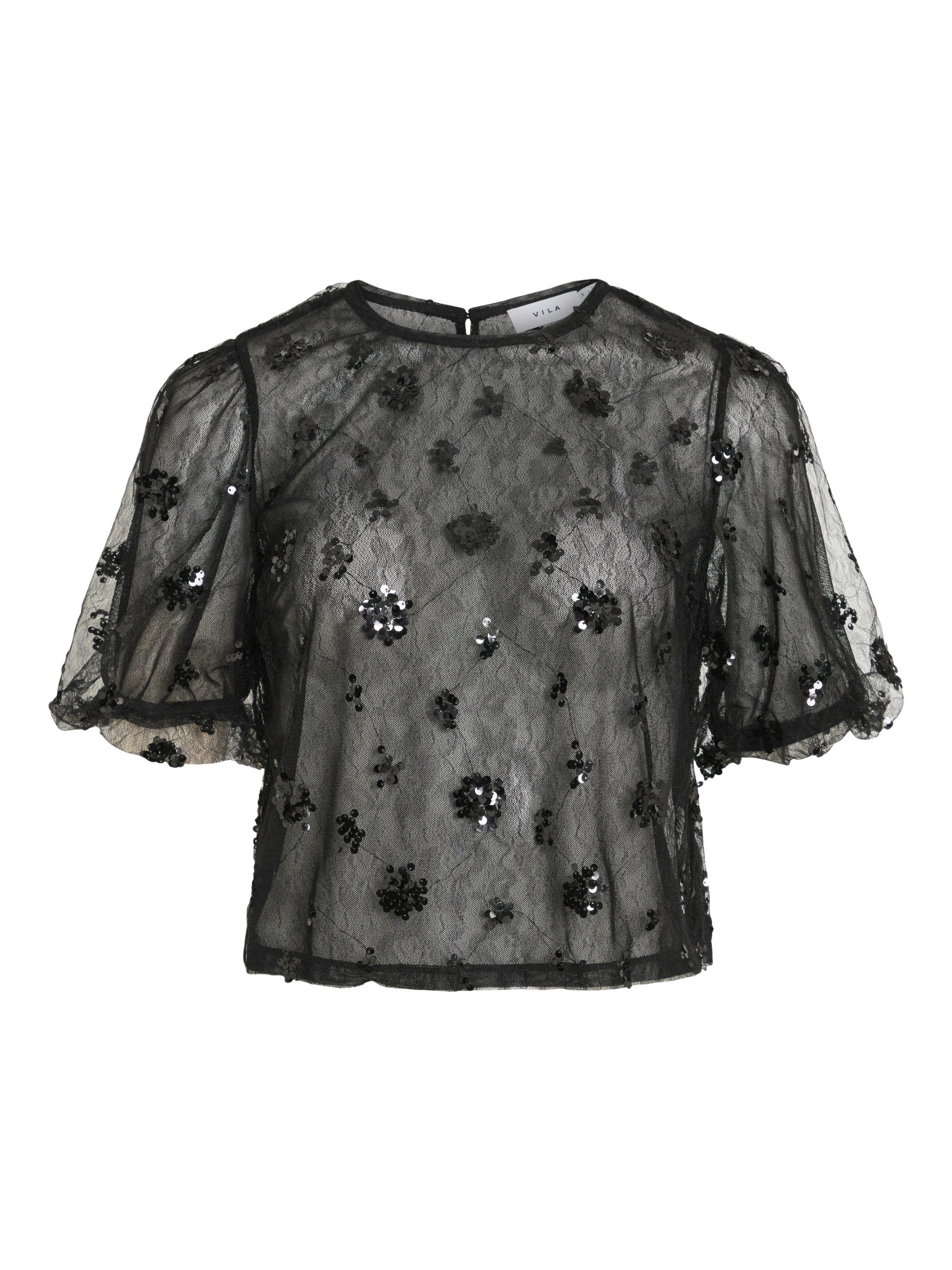 Vila Strickweste VIADA S/S TOP/DC Black Beauty