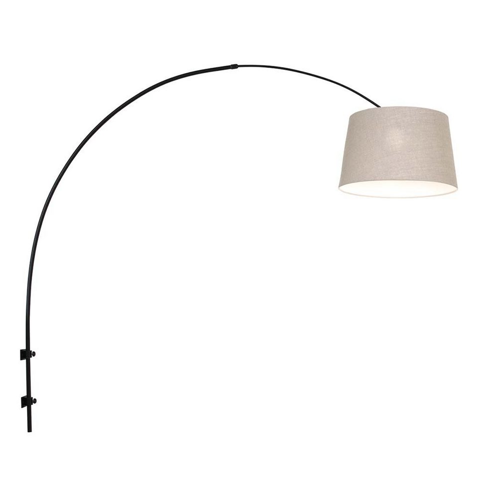 Steinhauer LIGHTING Stehlampe, Wandlampe Bogenleuchte Wandleuchte schwarz  Textil grau beweglich E27 L