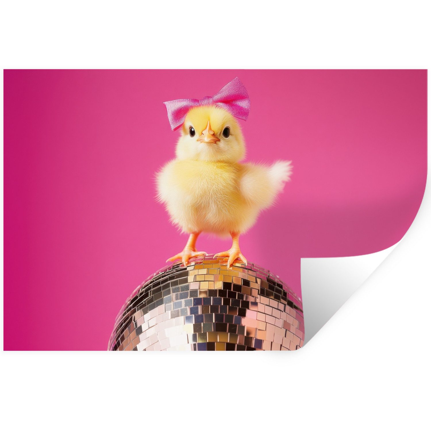 MuchoWow Wandsticker Discoball - Küken - Schleife (1 St), Wanddeko, Aufkleber, Wandtattoo, 120x80 cm