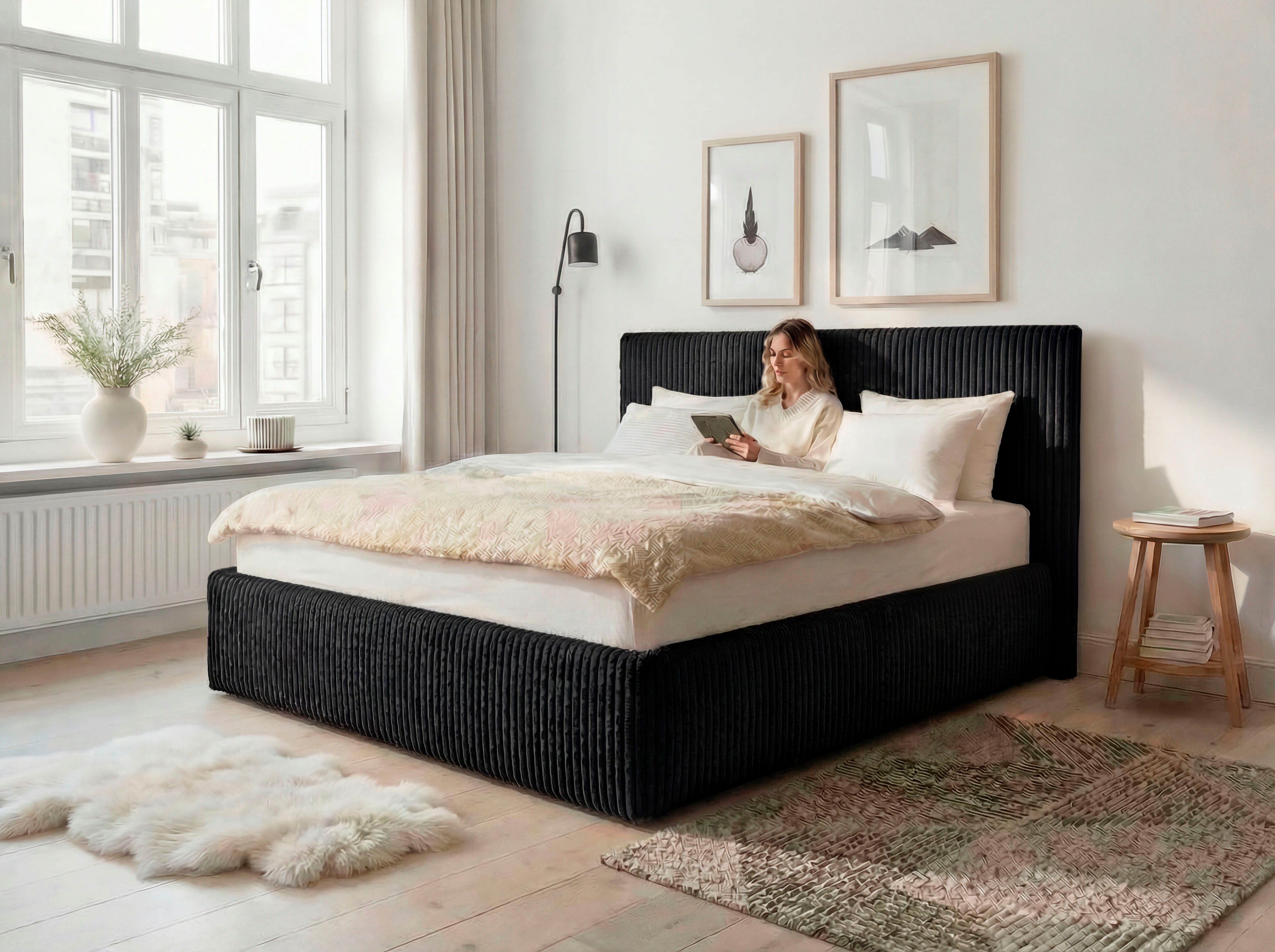 OTTO home Polsterbett AVVRA in der Größe 180x200 cm, mit Breitcord bezogen, wahlweise mit Lattenrost und King-Matratze (28cm)