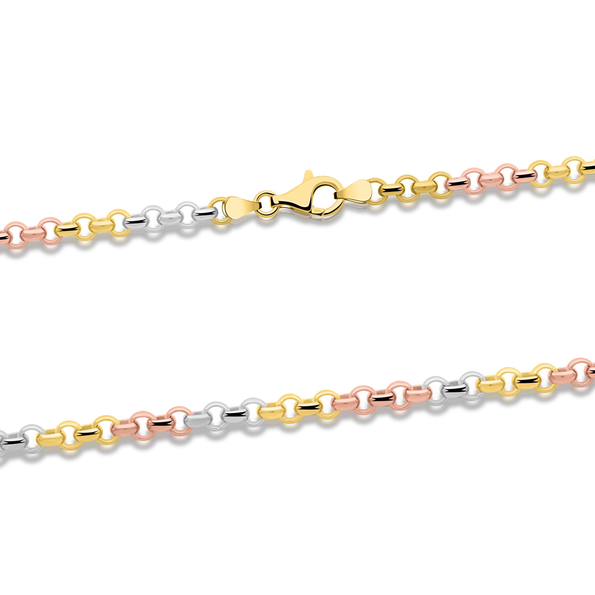 Tony Fein Silberkette Erbskette 6mm 925er Silber 585er Vergoldet Rosé Massiv, Made in Italy für Damen und Herren
