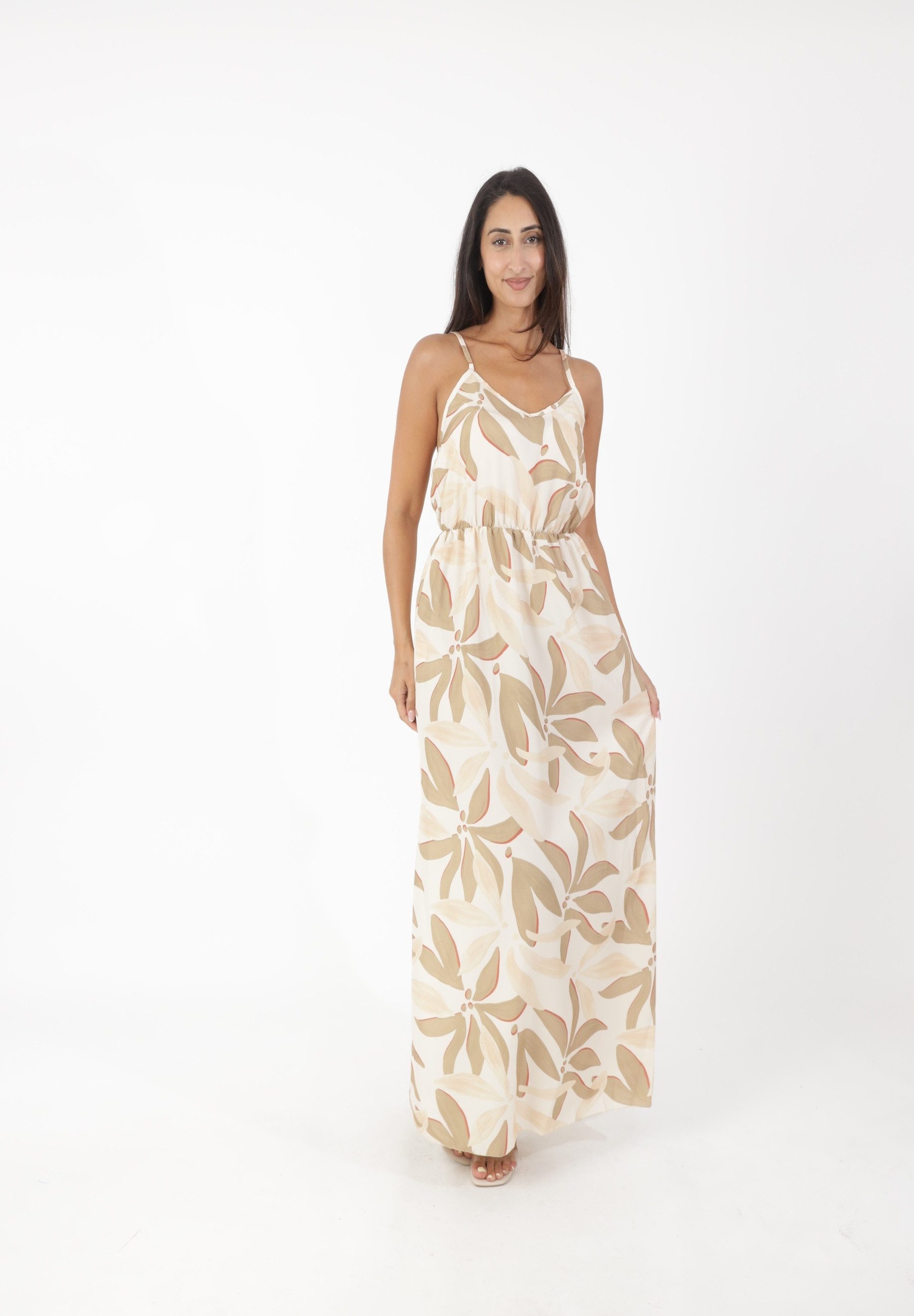Sommerkleid Maxikleid mit modernem Muster – Sommerliches Kleid mit V-Ausschnitt