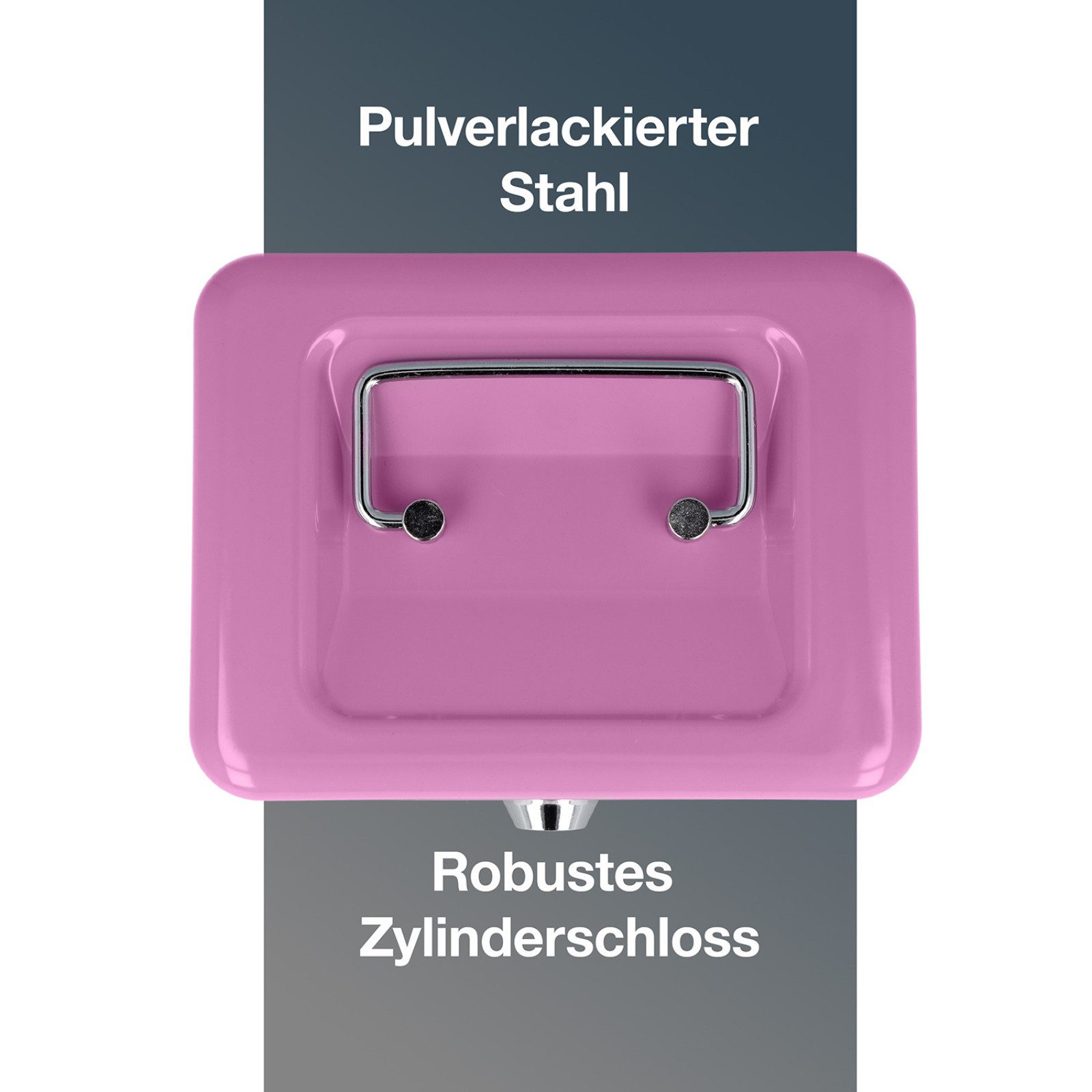 WESTCOTT Geldkassette abschließbar kompakt 15cm Lilac, Münzeinlage, 2 Schlüssel, Einlage für Münzen mit 6 Fächern – Bild 4 von 5