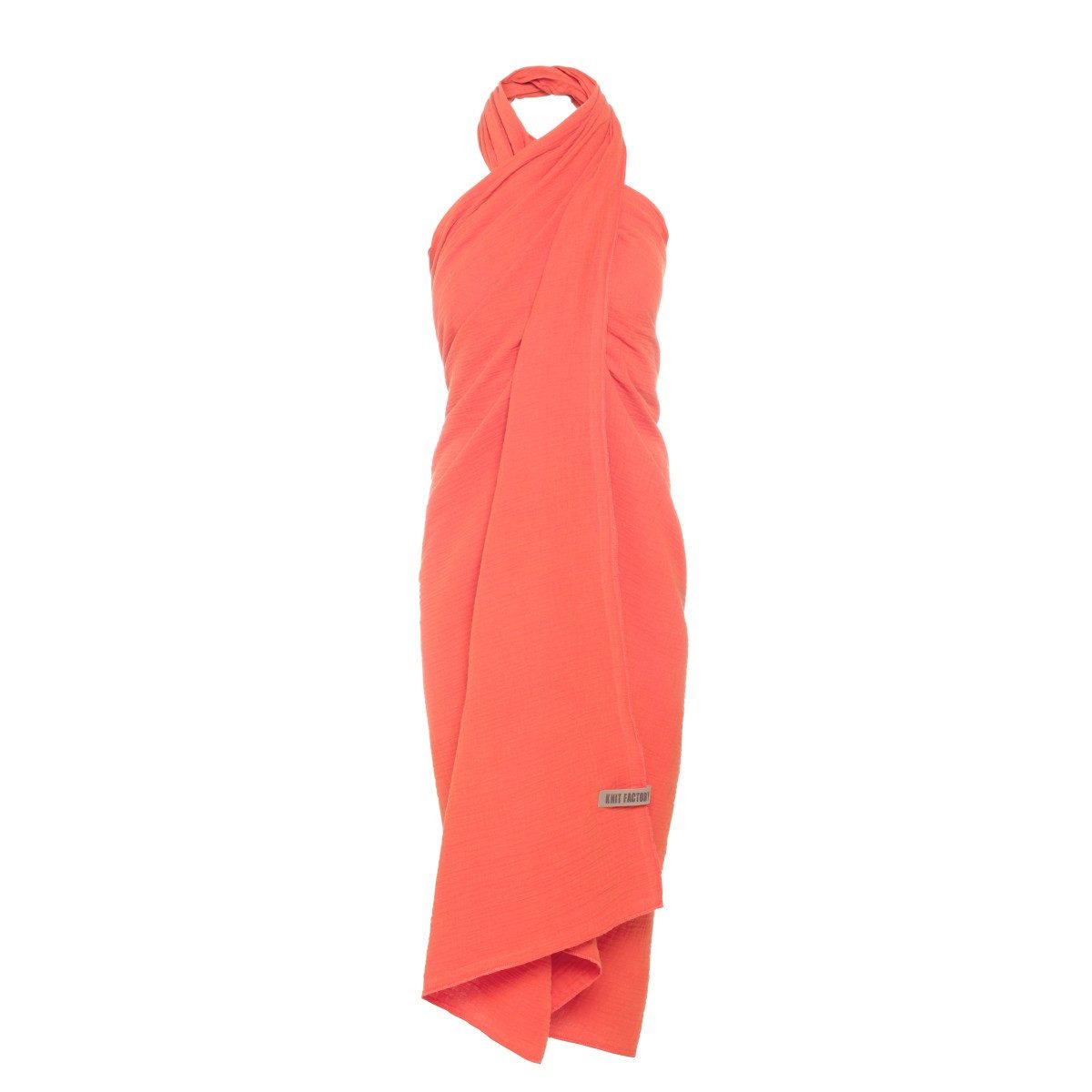 Knit Factory Pareo Liv XL Musselintuch Strandtuch Sunset Orange 180x130 cm, (Spar-Set, 1-St. 1 x Liv Pareo - XL Musselintuch - Strandtuch Sunset Orange), Modell Liv, für Frühjahr, Sommer