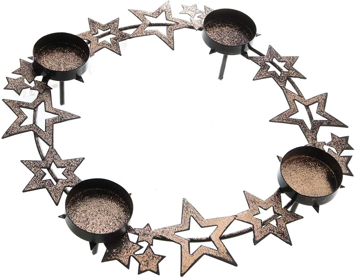 ARTECSIS Tischkranz Kerzenkranz mit Sternen und Glitzer Ø 29cm / Kerzenhalter