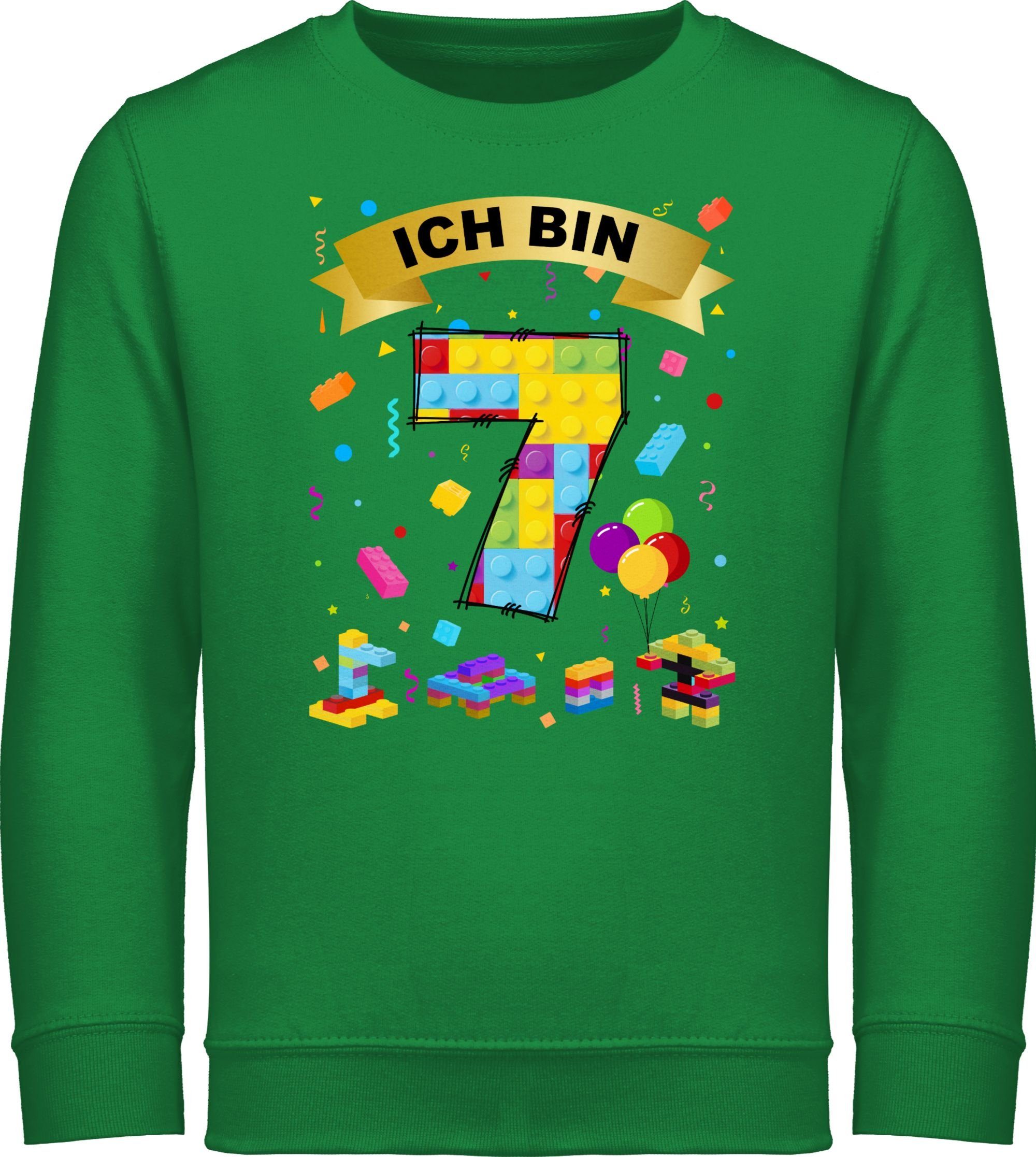 Shirtracer Sweatshirt Ich bin 7 Bausteine 7. Geburtstag 1 Grün