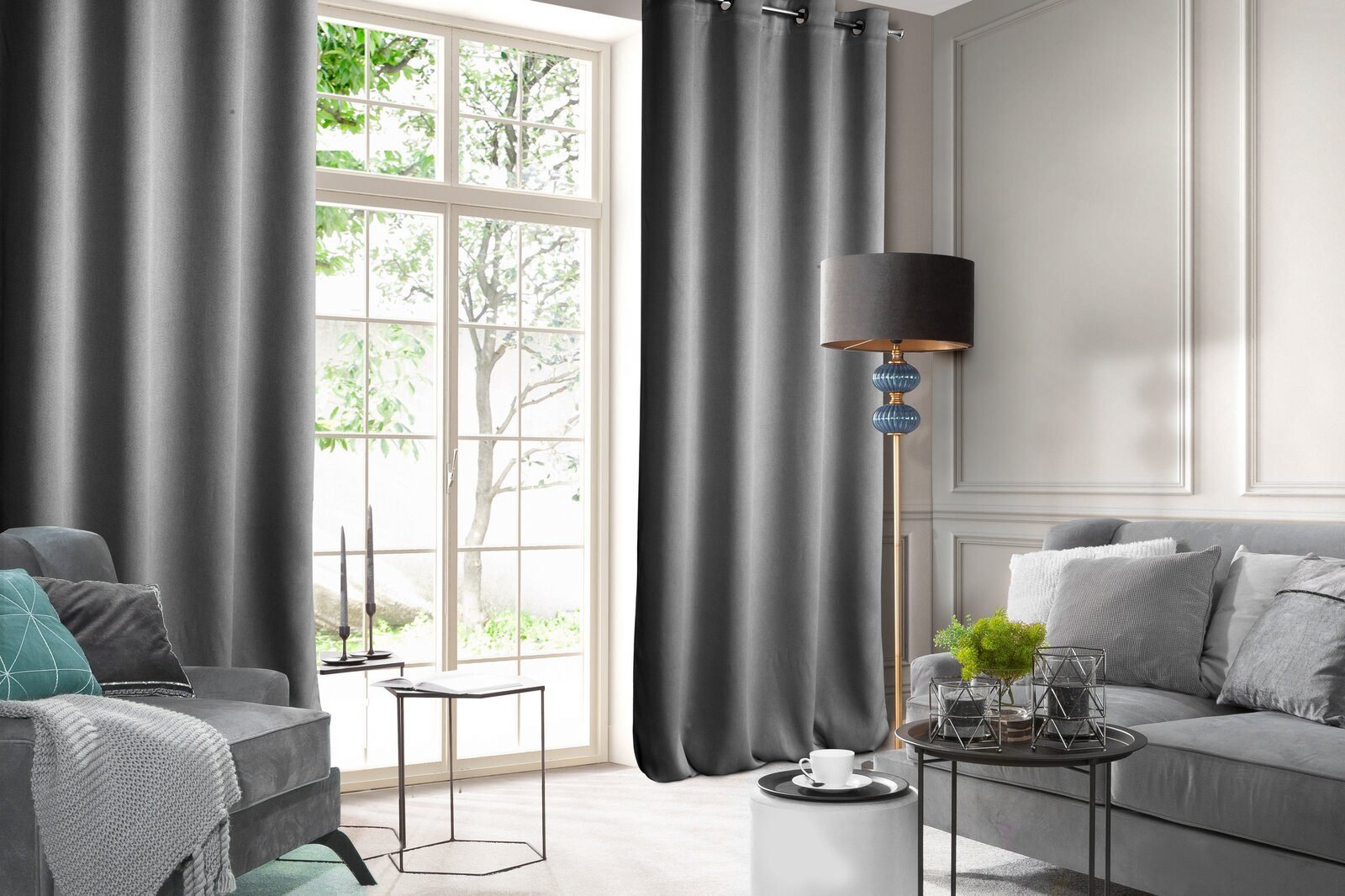 Design91 Vorhang Samtvorhänge 140x250 cm (1 St), Ösen, blickdicht, Samt, Wohnzimmer