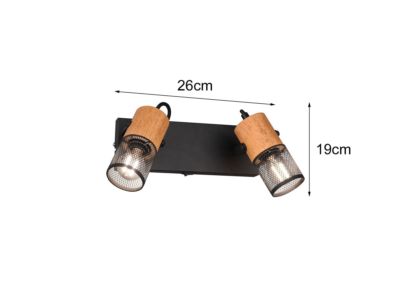 TRIO Leuchten LED Wandstrahler, LED wechselbar, Warmweiß, Wand-leuchte innen Industrial Style mit Schalter zweiflammig Höhe 19cm