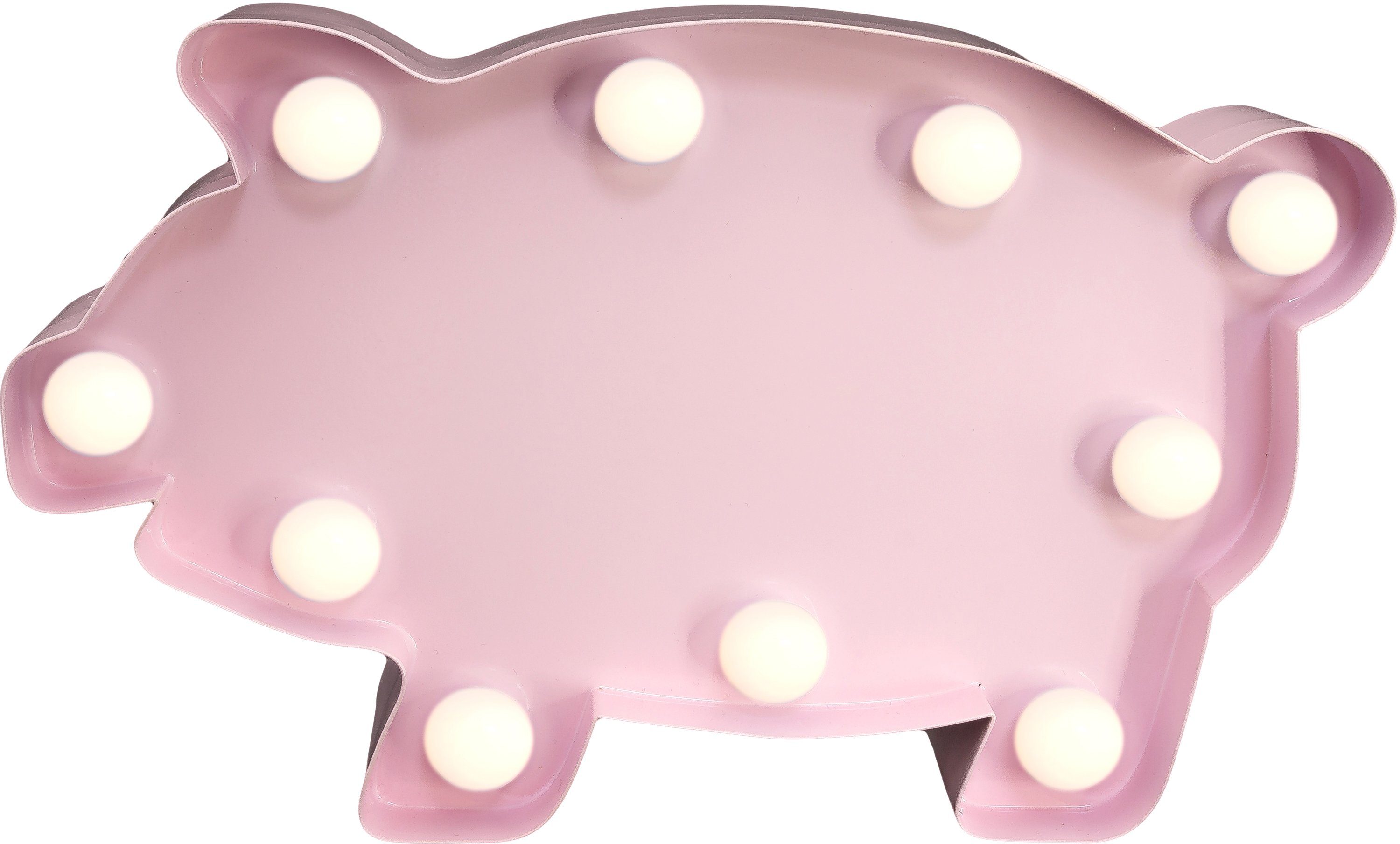 MARQUEE LIGHTS LED Dekolicht Pig, LED fest integriert, Warmweiß, Wandlampe, Tischlampe Schwein, Tier mit 10 Leuchtmittel - 23x14 cm