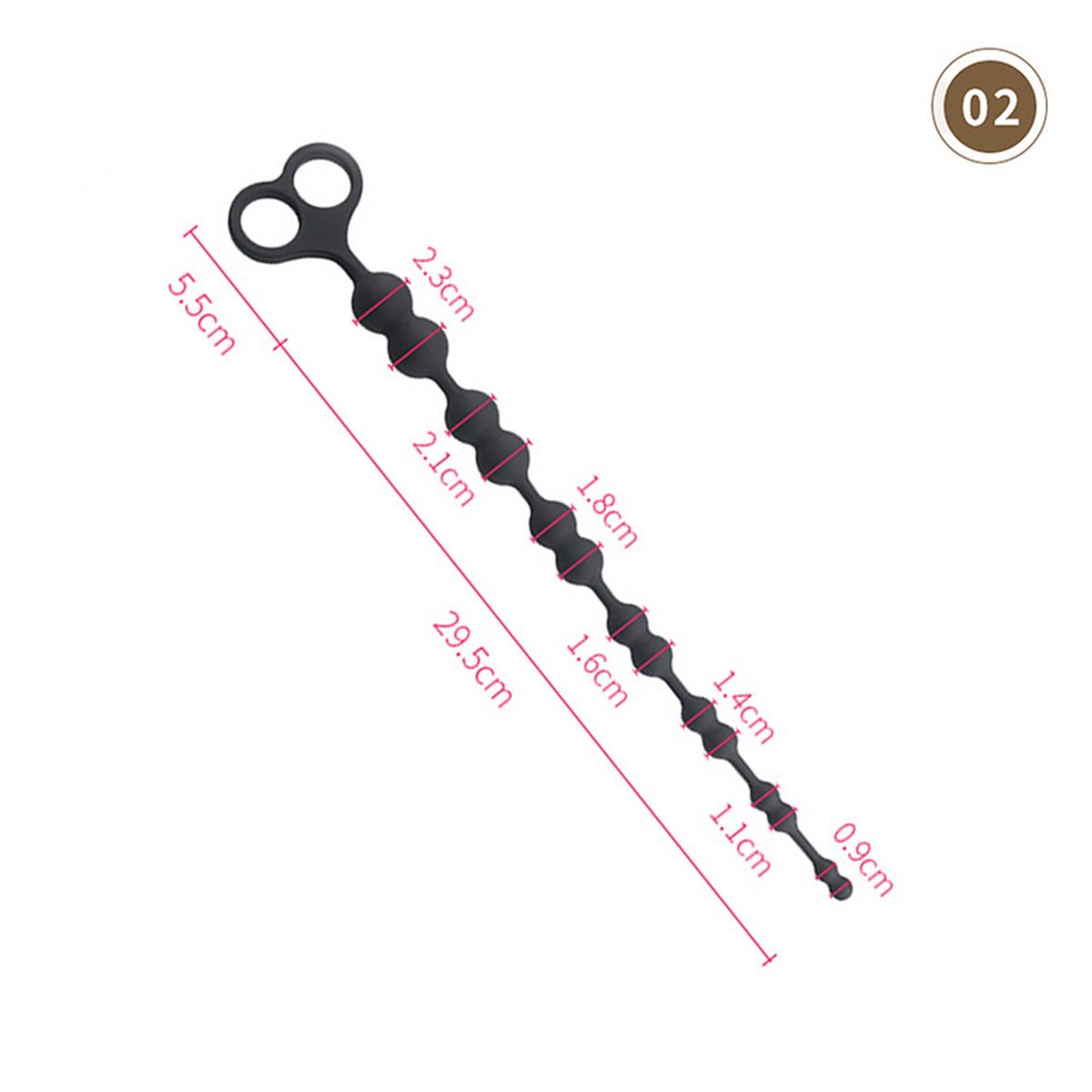 und 14 Perlen TPFSecret Männer Kugeln für ergonomische und unterschiedlichem 29,5cm Schwarz Analkette - Frauen, Durchmesser Anal große Farbe: Kette, mit