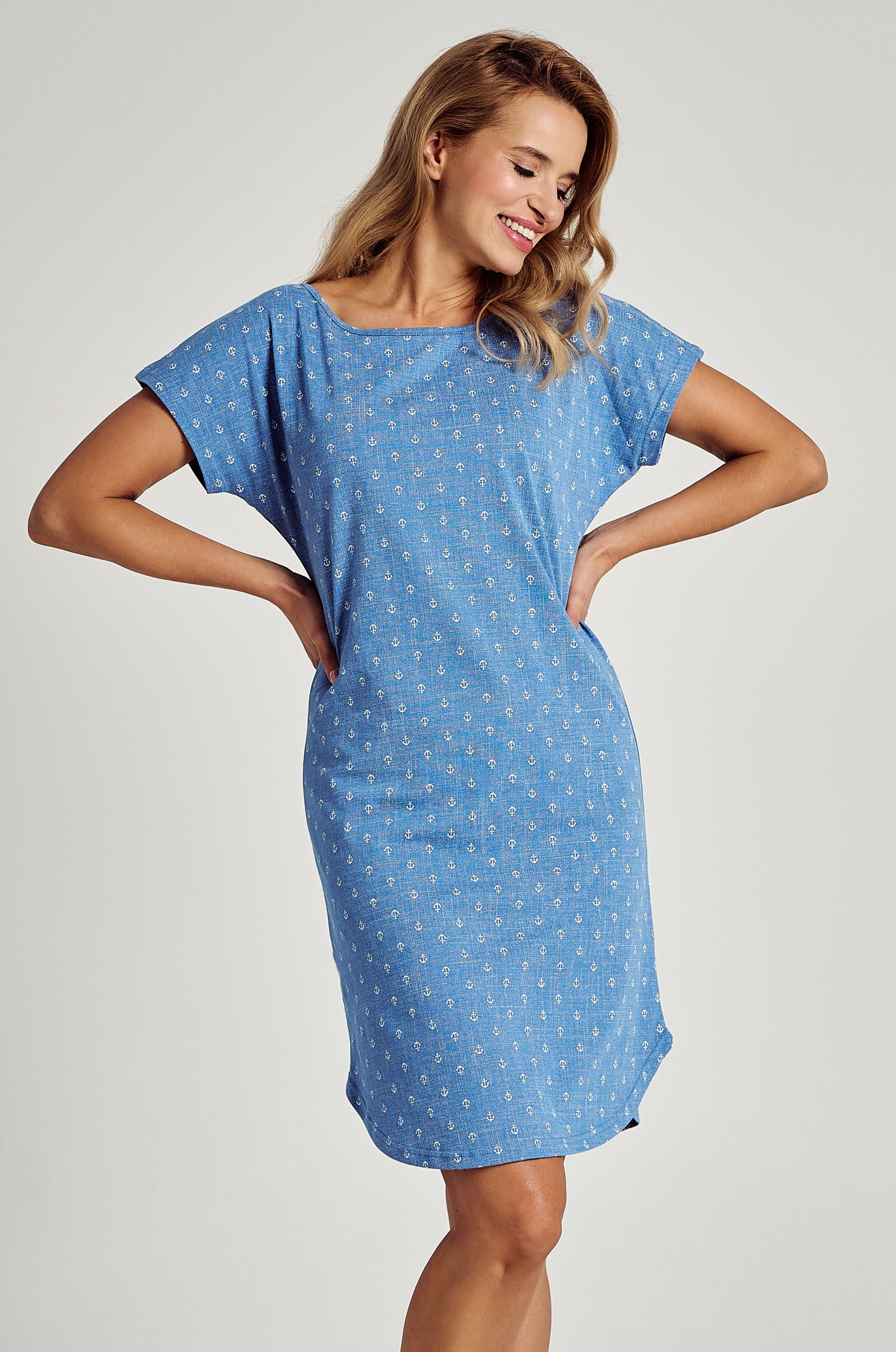 Mademoiselle Sommeil Nachthemd in Jeans-Optik mit Anker-Motiv