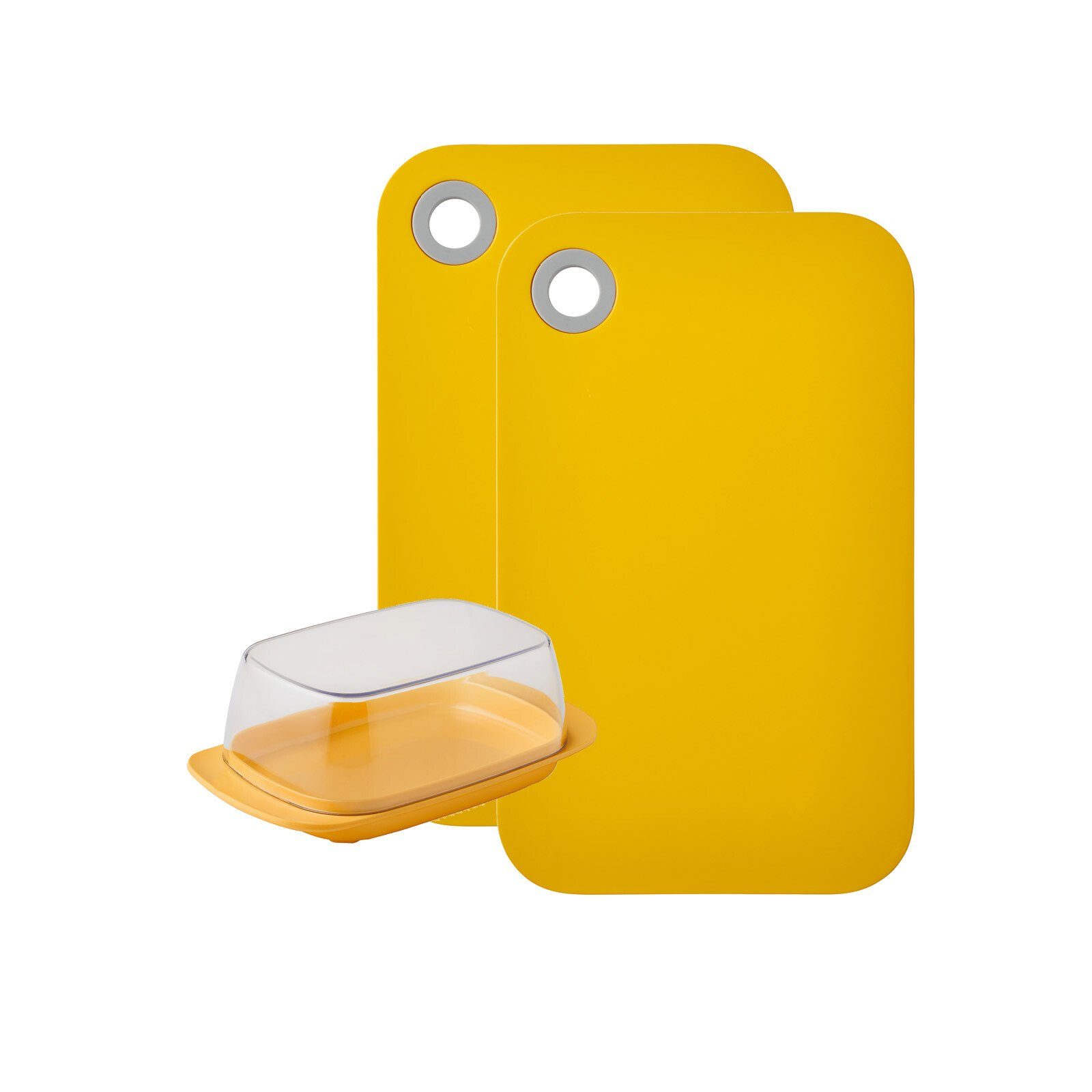 Kunststoff, Schneidebrett 3-St) Butterdose, 1x Set, gelb 3er Mepal (2x Frühstücksbrettchen, Frühstücksset