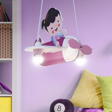 etc-shop LED Pendelleuchte, Leuchtmittel inklusive, Warmweiß, Farbwechsel, Kinder Decken Lampe Flugzeug Fernbedienung Hänge Leuchte