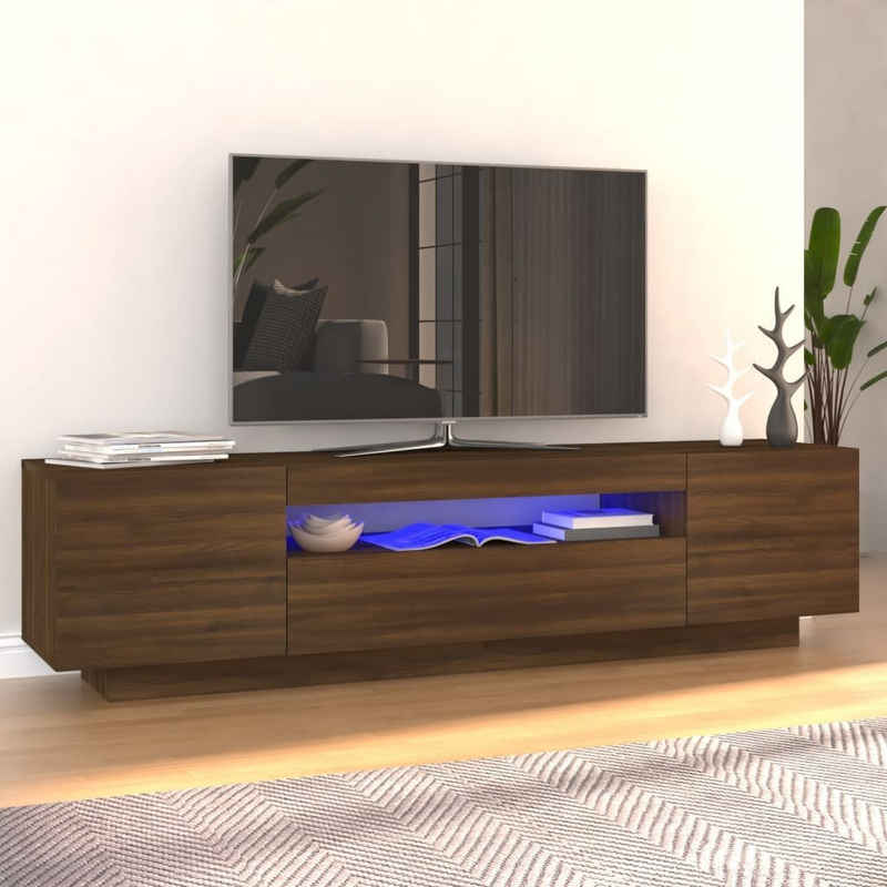 vidaXL TV-Schrank TV-Schrank mit LED-Leuchten Braun Eichen-Optik 160x35x40 cm (1-St)