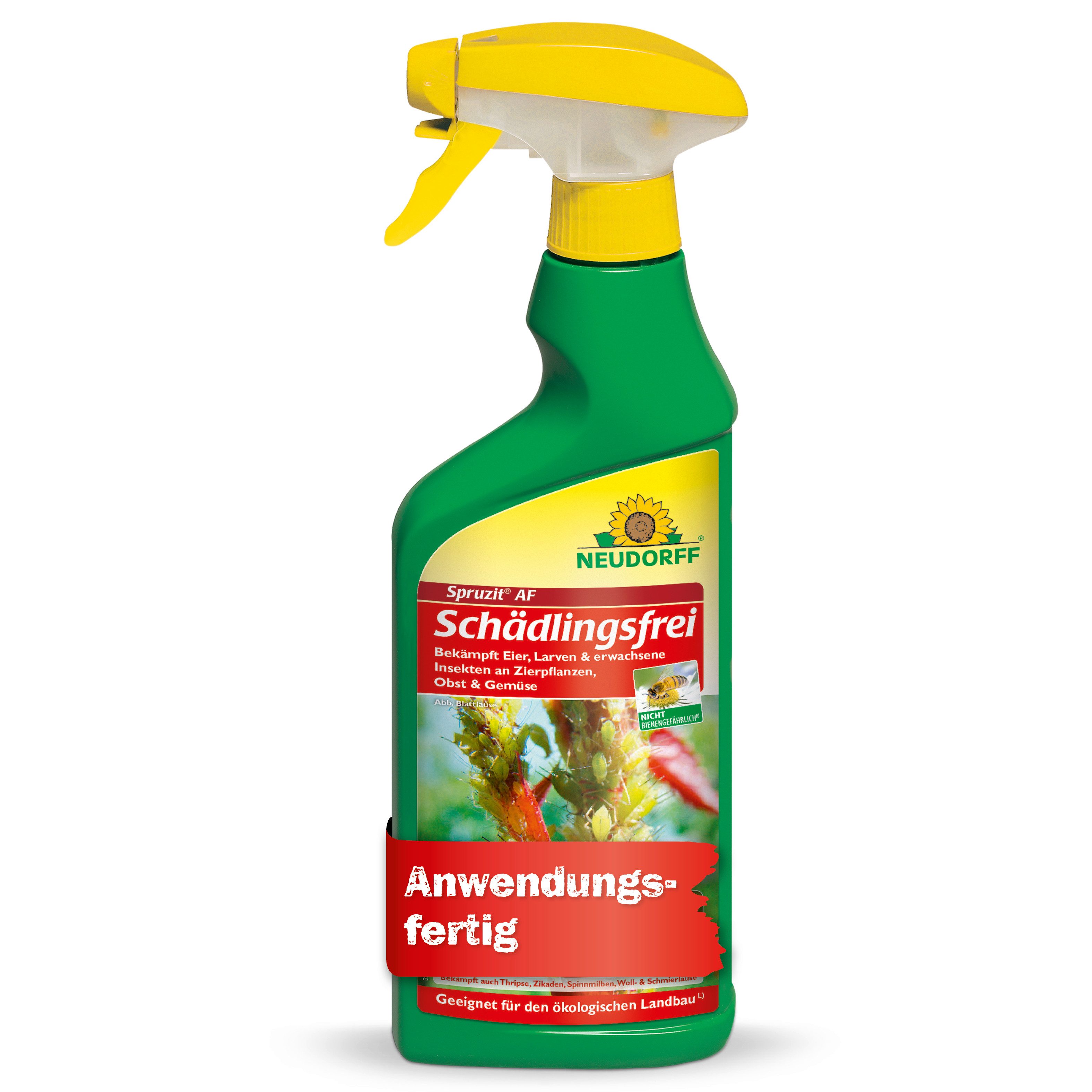 Neudorff Insektenspray Spruzit AF Schädlingsfrei, 500 ml, Für Zierpflanzen, Obst & Gemüse in Haus und Garten, Anwendungsfertiges Spray gegen zahlreiche Pflanzenschädlinge, Wirkt gegen Eier, Larven & ausgewachsene Pflanzenschädlinge