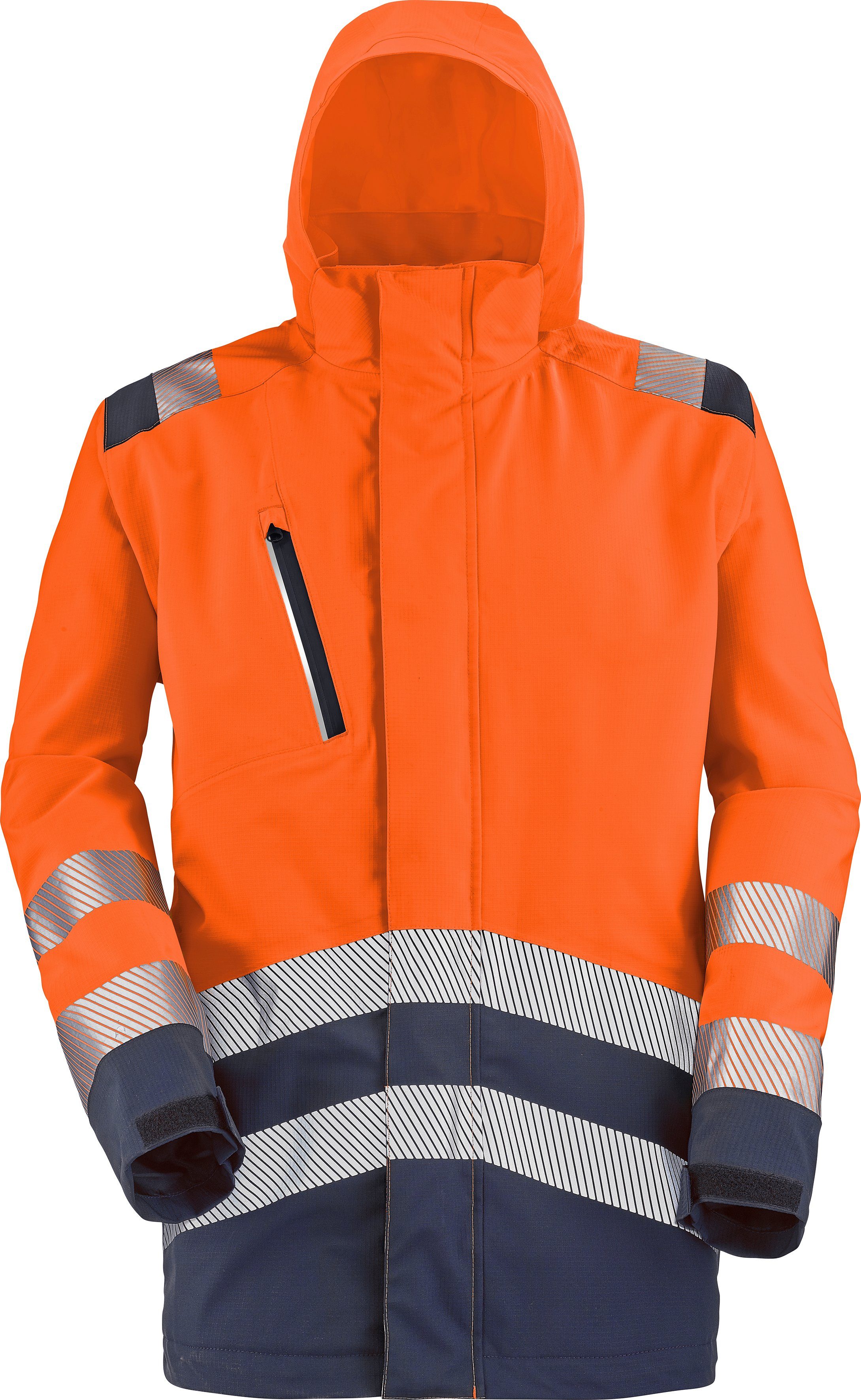 Cepovett Parka Unisex Hochsichtbar "Erwin" Gr. S - 3XL, Warnschutz, Stretch-Stoff, Modul'wear ORANGE FLUO / NAVY