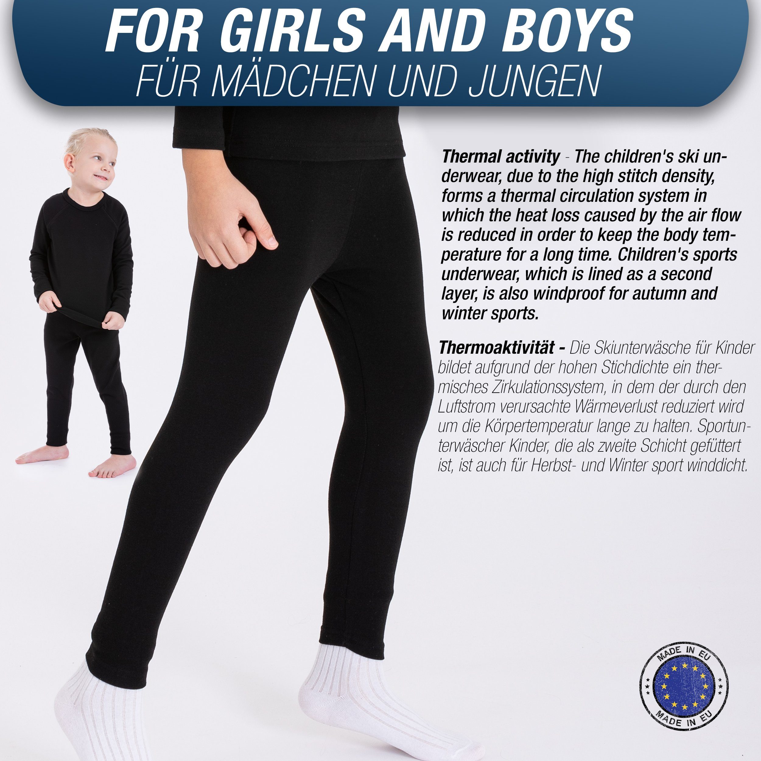 Ratex Kinder Thermo Leggings - Warme Winterleggings Mit Innenfleece Für Mädchen