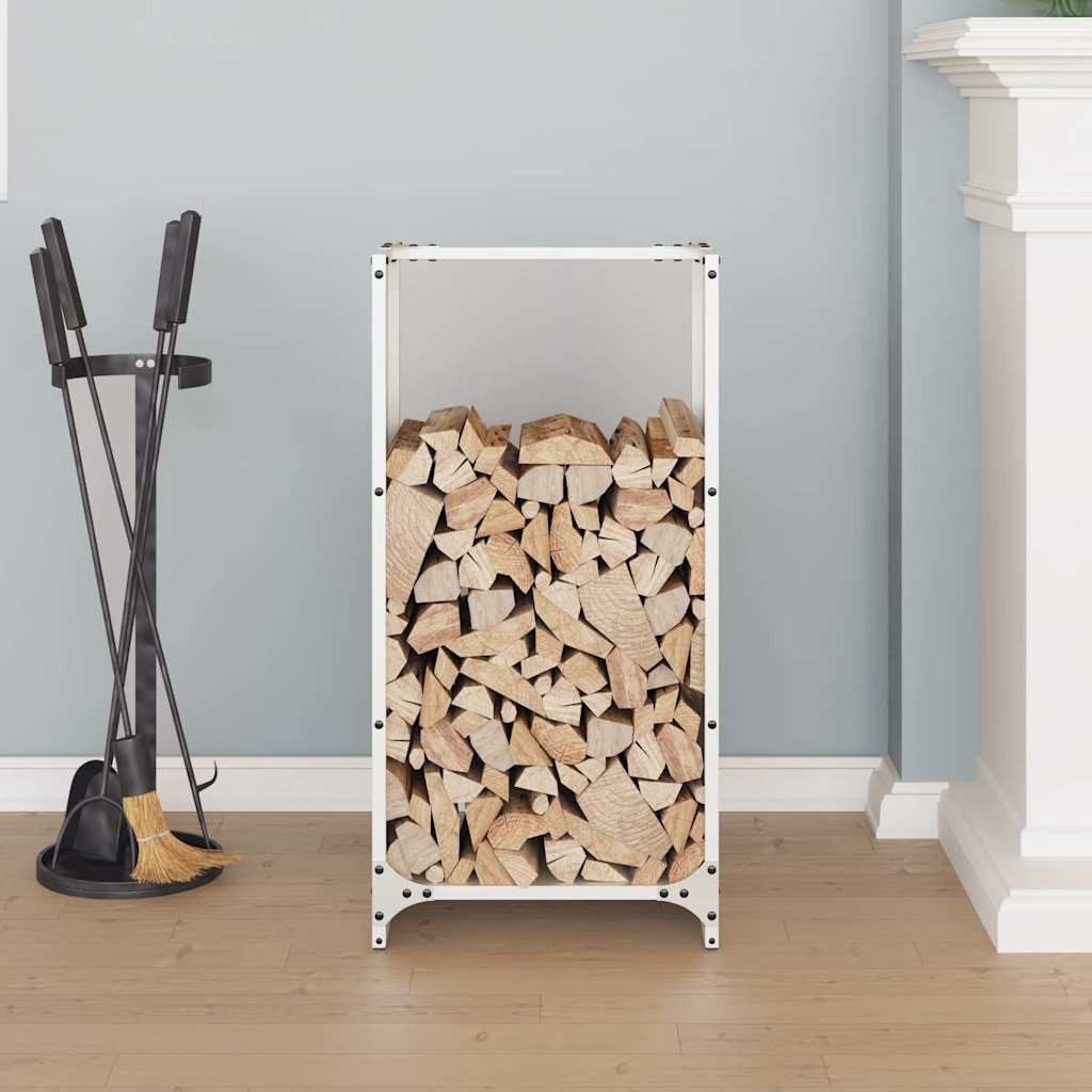 vidaXL Kaminholzregal Brennholzregal Weiß 40x30x80 cm Kaltgewalzter Stahl