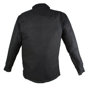 Alpha Speeds Motorradjacke Flanell-Holzfäller Motorrad KEV ARAMID Lumber Biker Hemd SLIM Schwarz (Wasserdicht & Winddicht & Atmungsaktiv + Belüftungstaschen / Motorradhemd) All Season, wasserdichte Reißverschlüsse, mit Protektoren