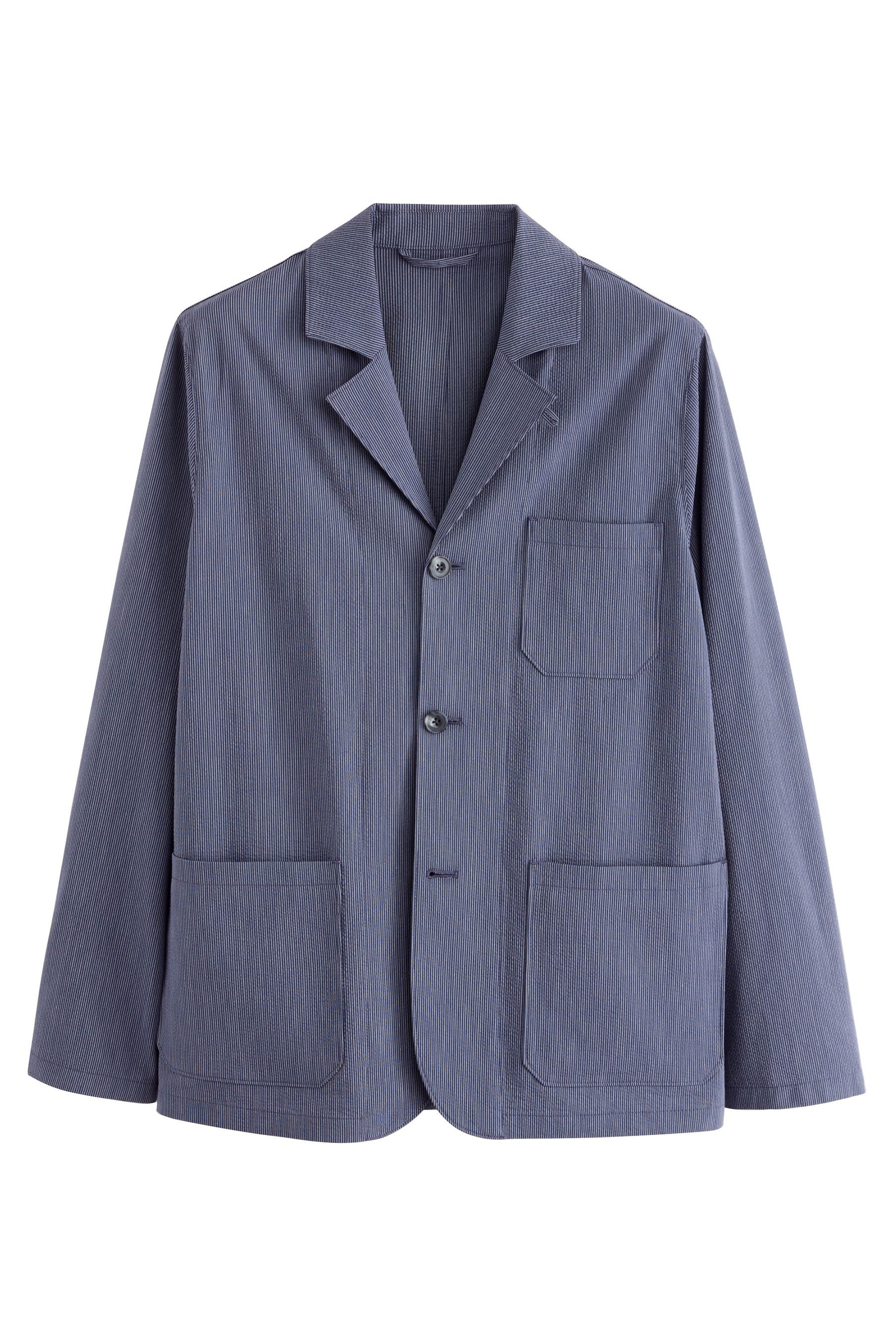 Next Sakko Slim Fit Seersucker-Jacke mit Streifen (1-tlg)