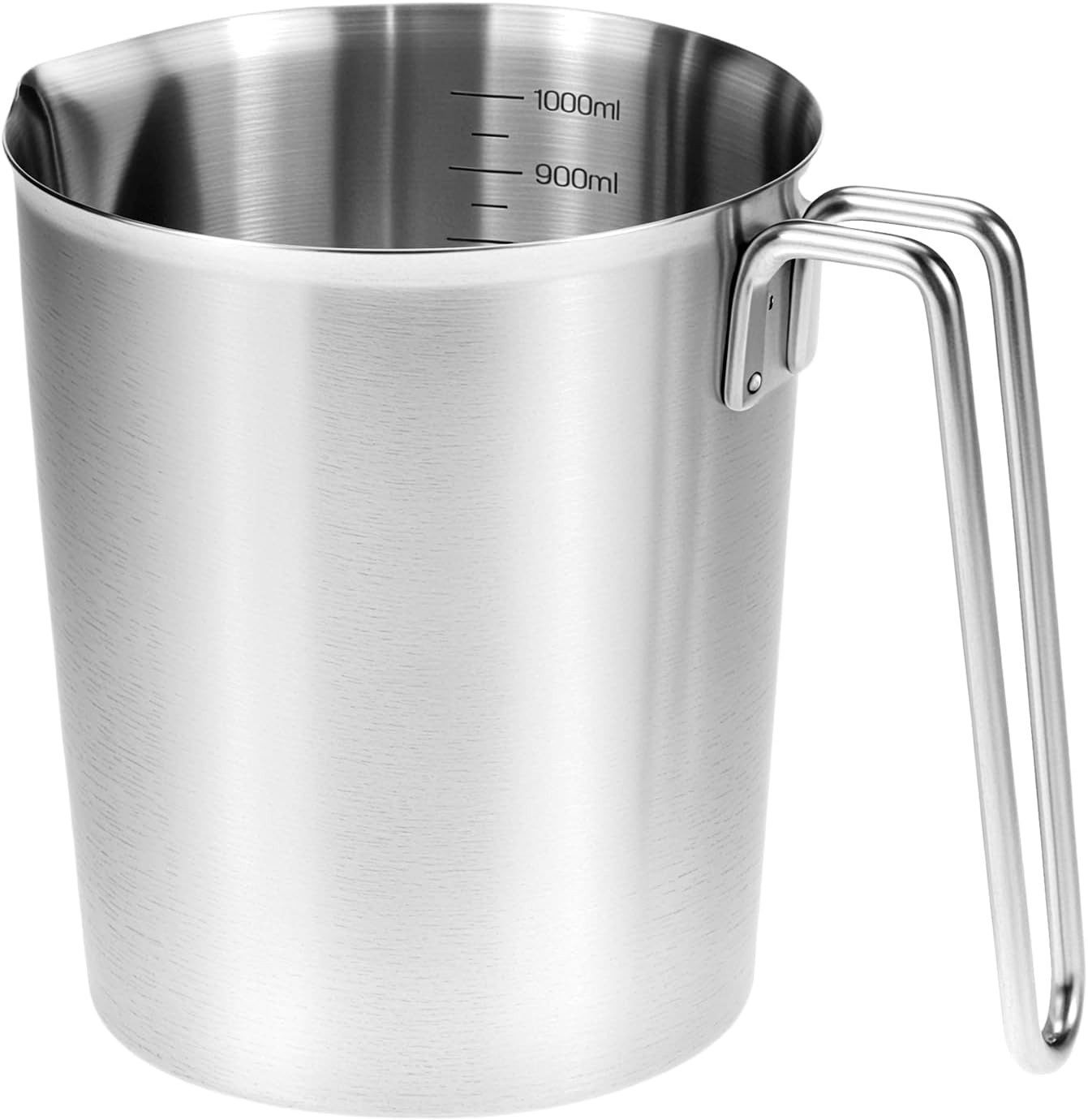 FELIXLEO Messbecher Messbecher 1L Edelstahl 304 mit Skala Schüttrand spülfest., (1-St)