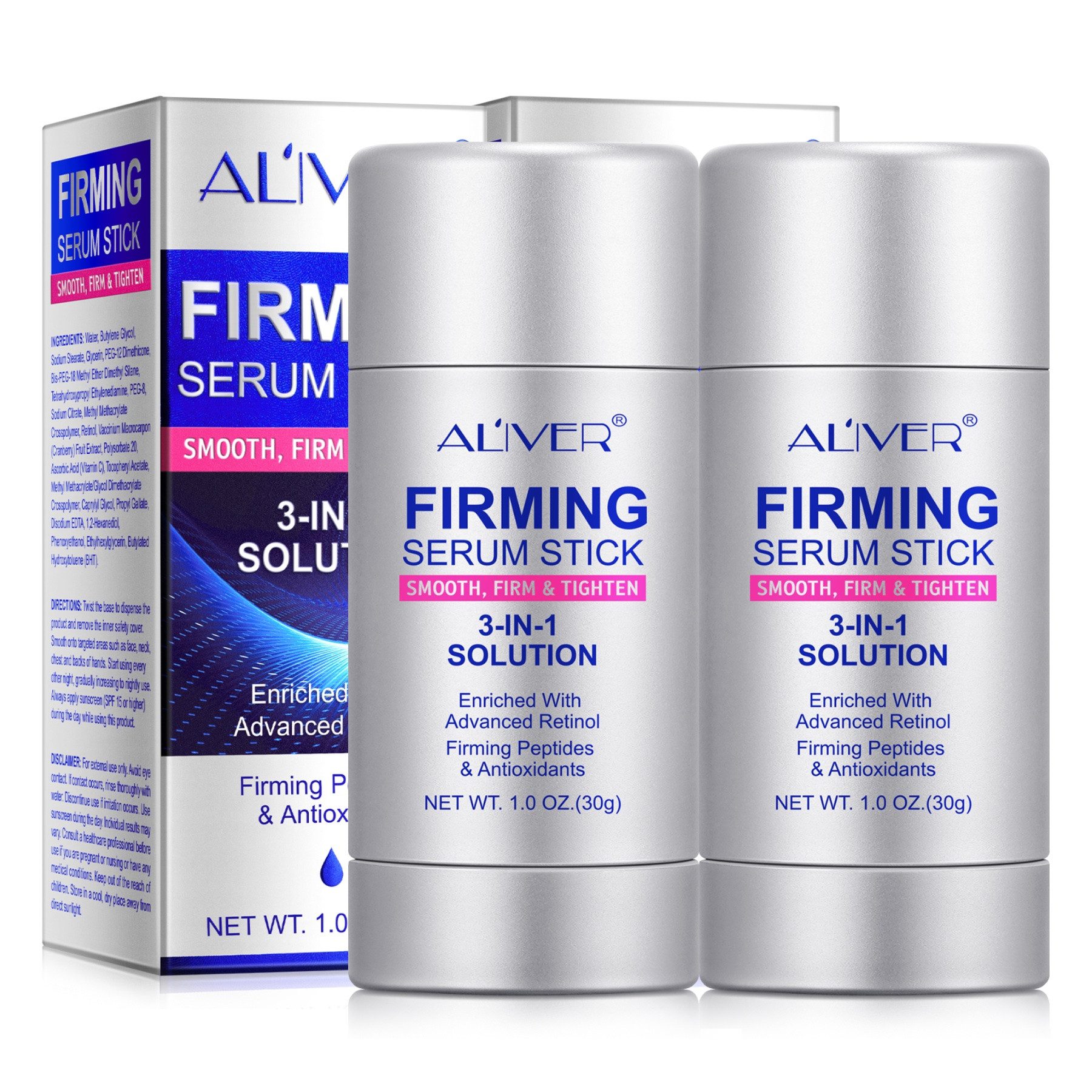 ALIVER Anti-Falten-Serum Anti-Aging Retinol Serum Hautpflege Straffung Feuchtigkeit Stick, 2-tlg., Anti-Falten, Anti-Aging, Retinol, Serum