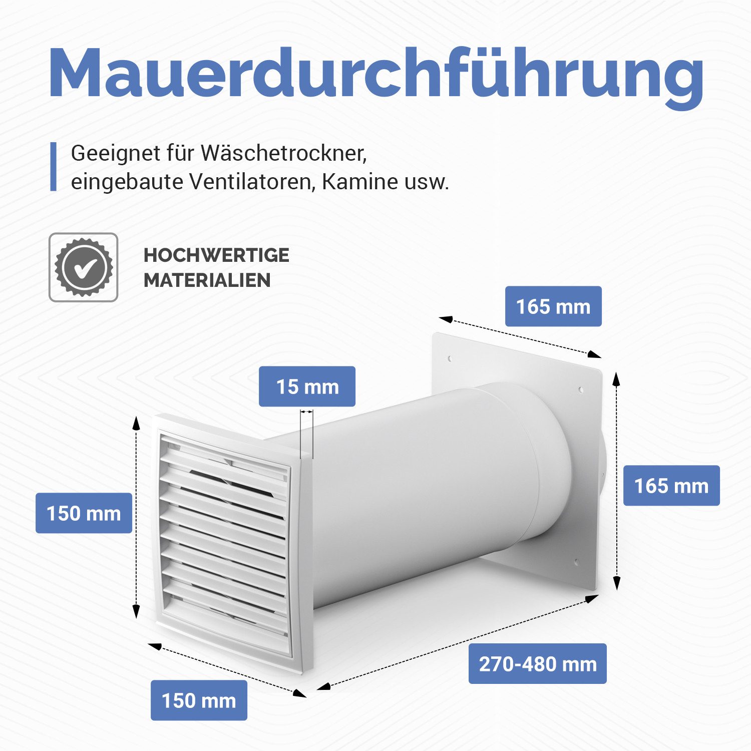 VIOKS Mauerkasten Mauerdurchführung 125erR Rund-Anschlusssysteme, mit Rückstauklappe und Außengitter