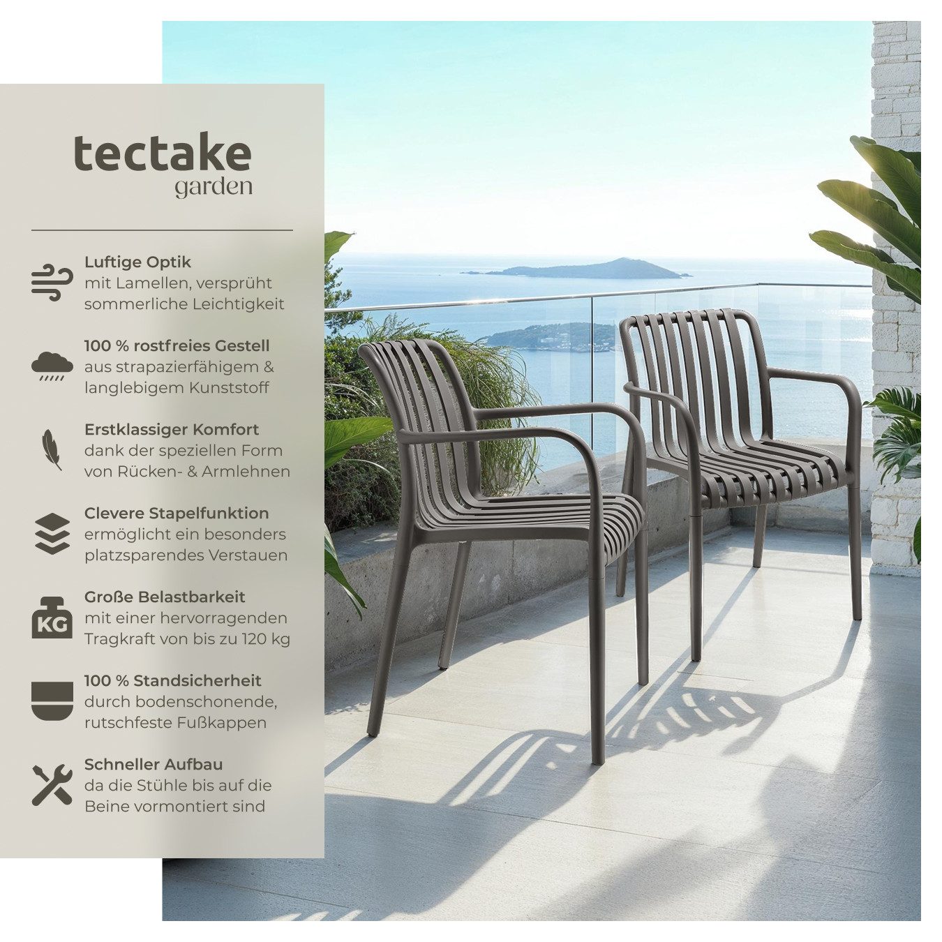 tectake Gartenstuhl Gartenstühle (Set, 4 St), günstig online kaufen