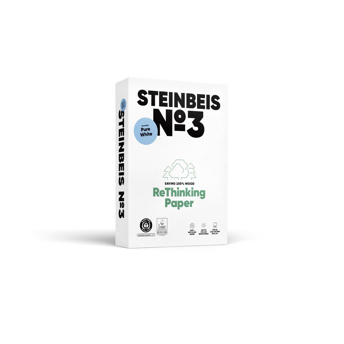 STEINBEIS Kopierpapier No. 3 - Pure White - Recyclingpapier A4 80g weiß 500 Blatt.