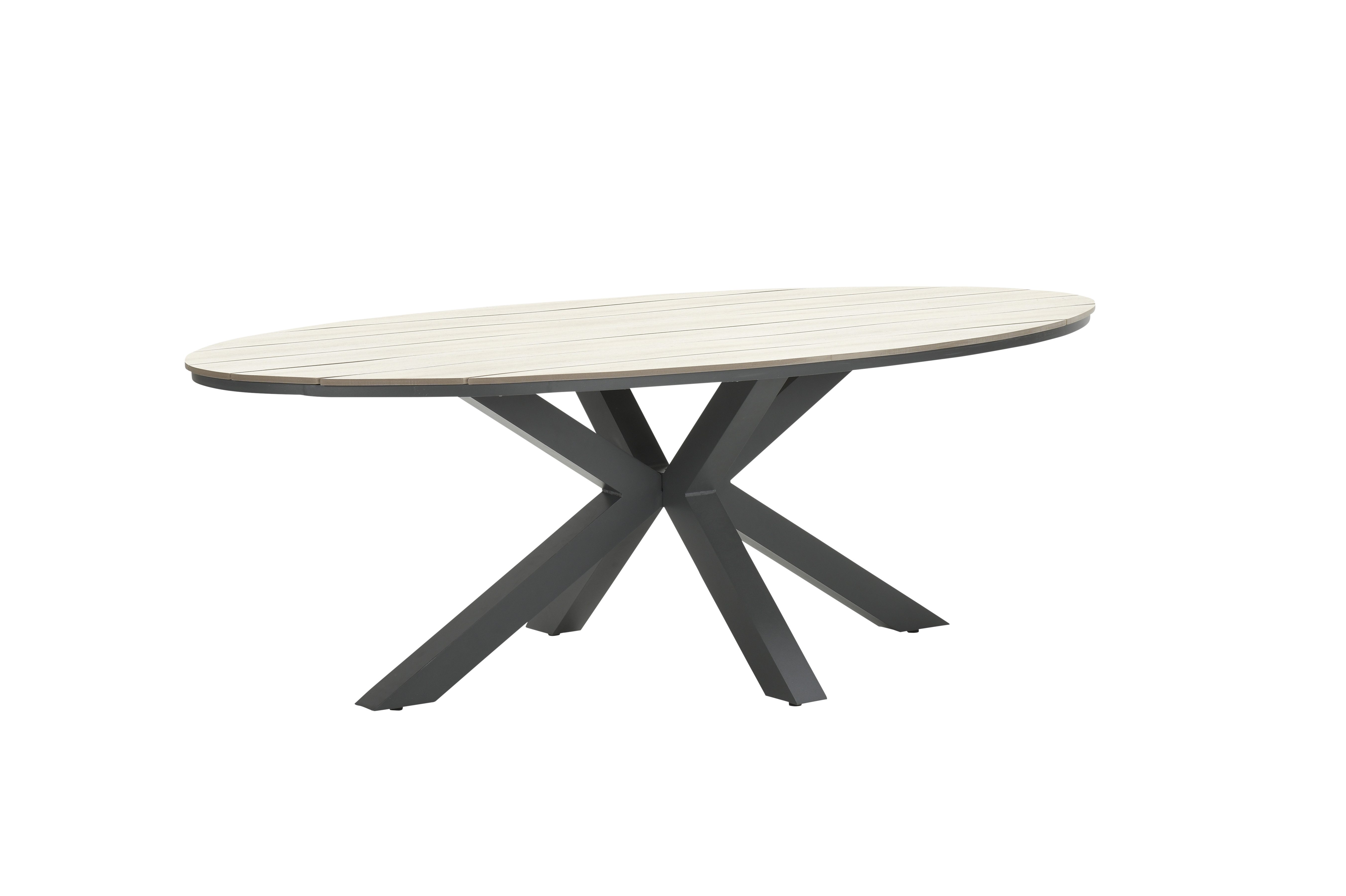 Gardissimo Gartentisch Armati hell oval 220x115 cm (Esstisch, 1 Tisch), höhenverstellbare Füße / absolut wetterfest / pflegeleicht / Aluminium