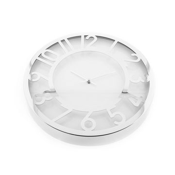 Almina Wanduhr Wanduhr ⌀60 cm mit Ziffern Weiß/Silber moderne Uhr für Ihr Zuhause