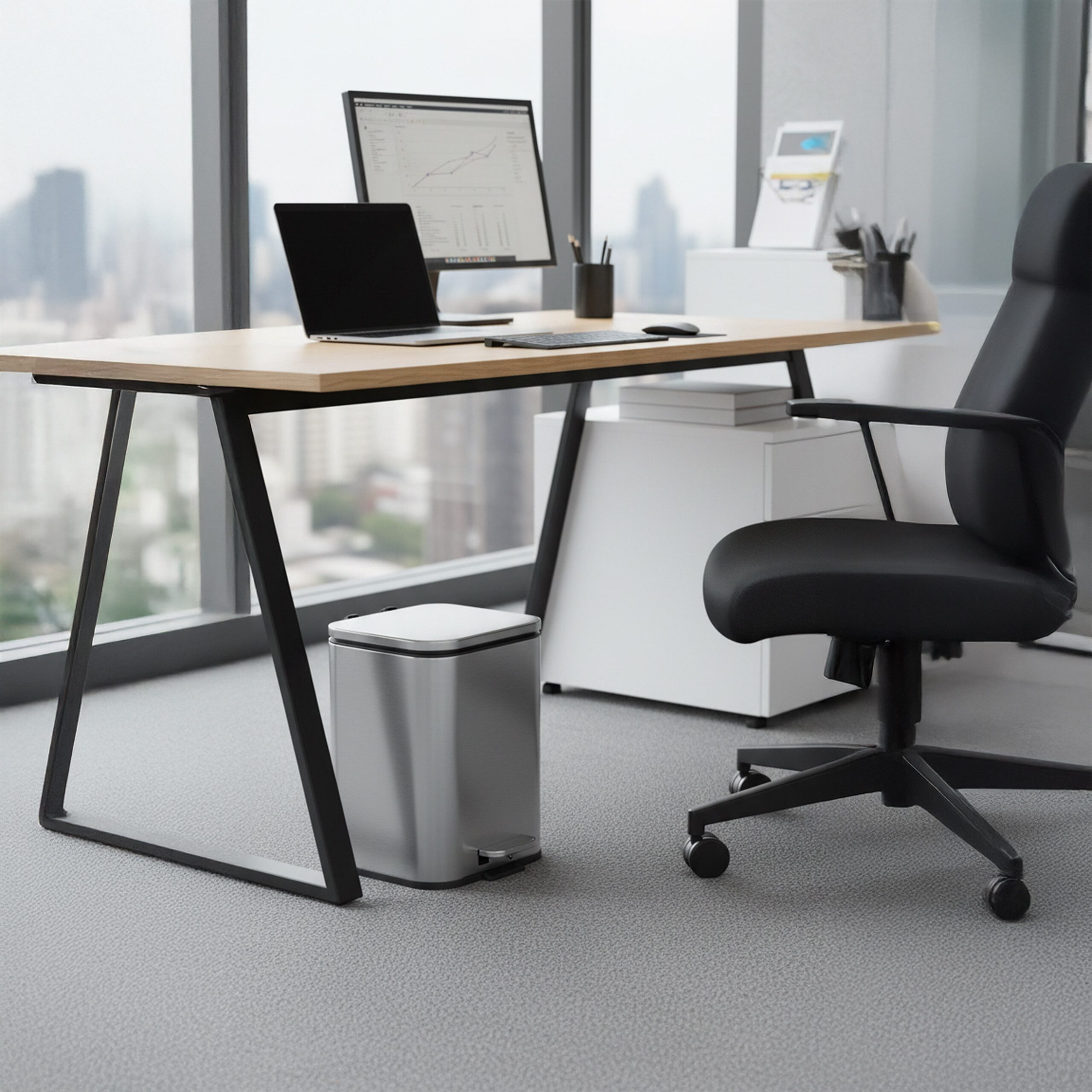 relaxdays Mülleimer mit Fingerprint Schutz 5 l