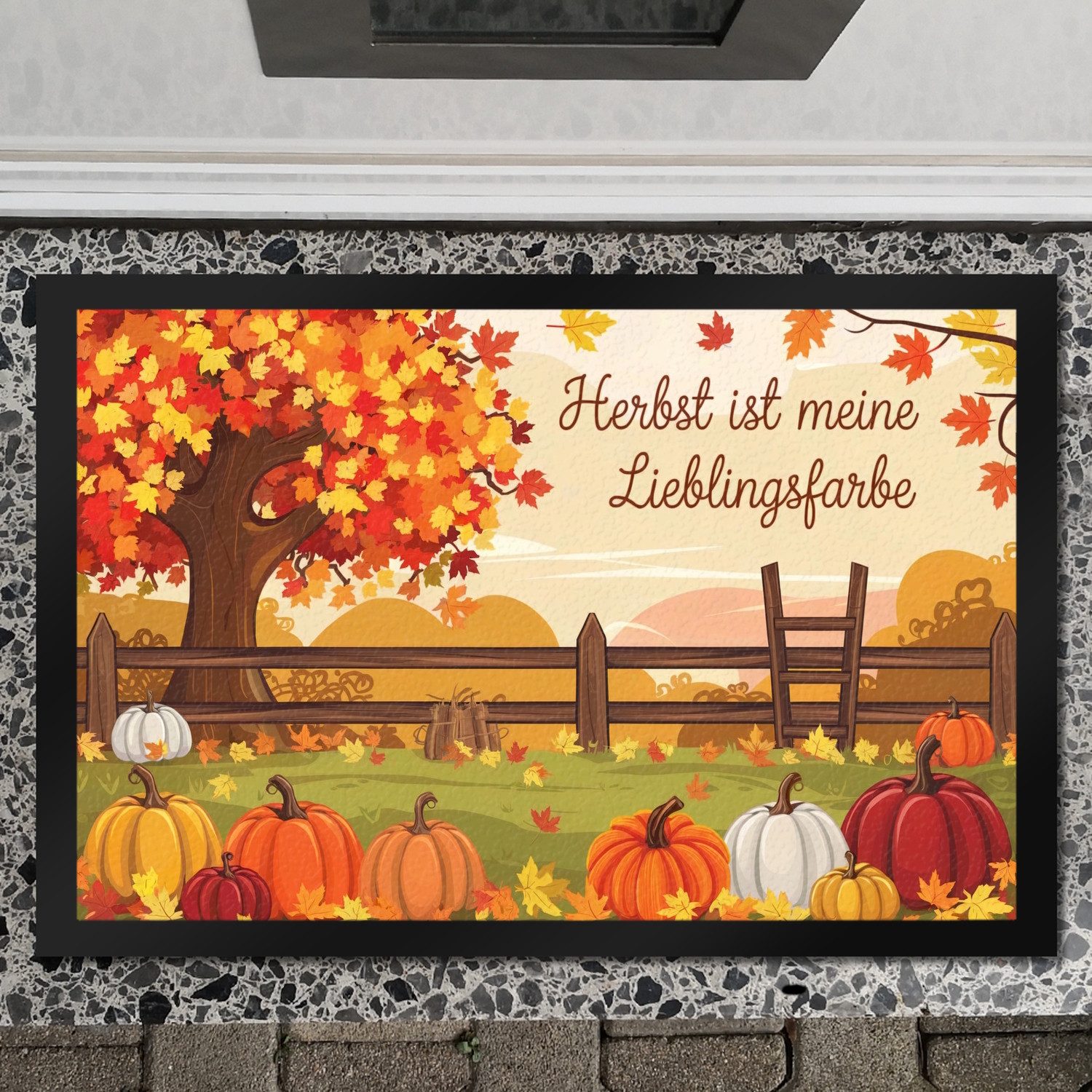 speecheese Fußmatte Herbstliche Landschaft mit Kürbissen Fußmatte XXL in 50x75 cm Herbst – Bild 2 von 2