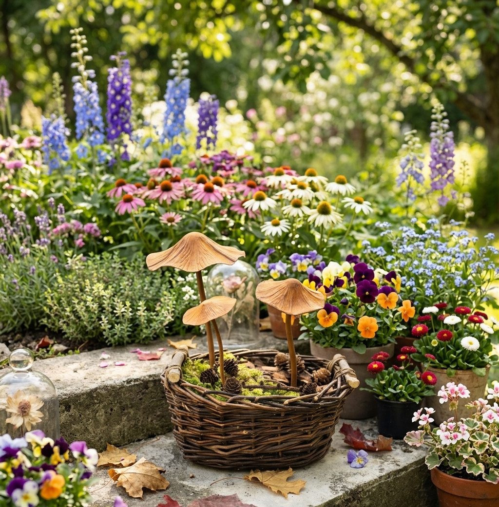 Home-trends24.de Dekofigur Metall Stecker Pilze Herbst Rost Deko Pilz Figur Garten 3er-Set (3 St)