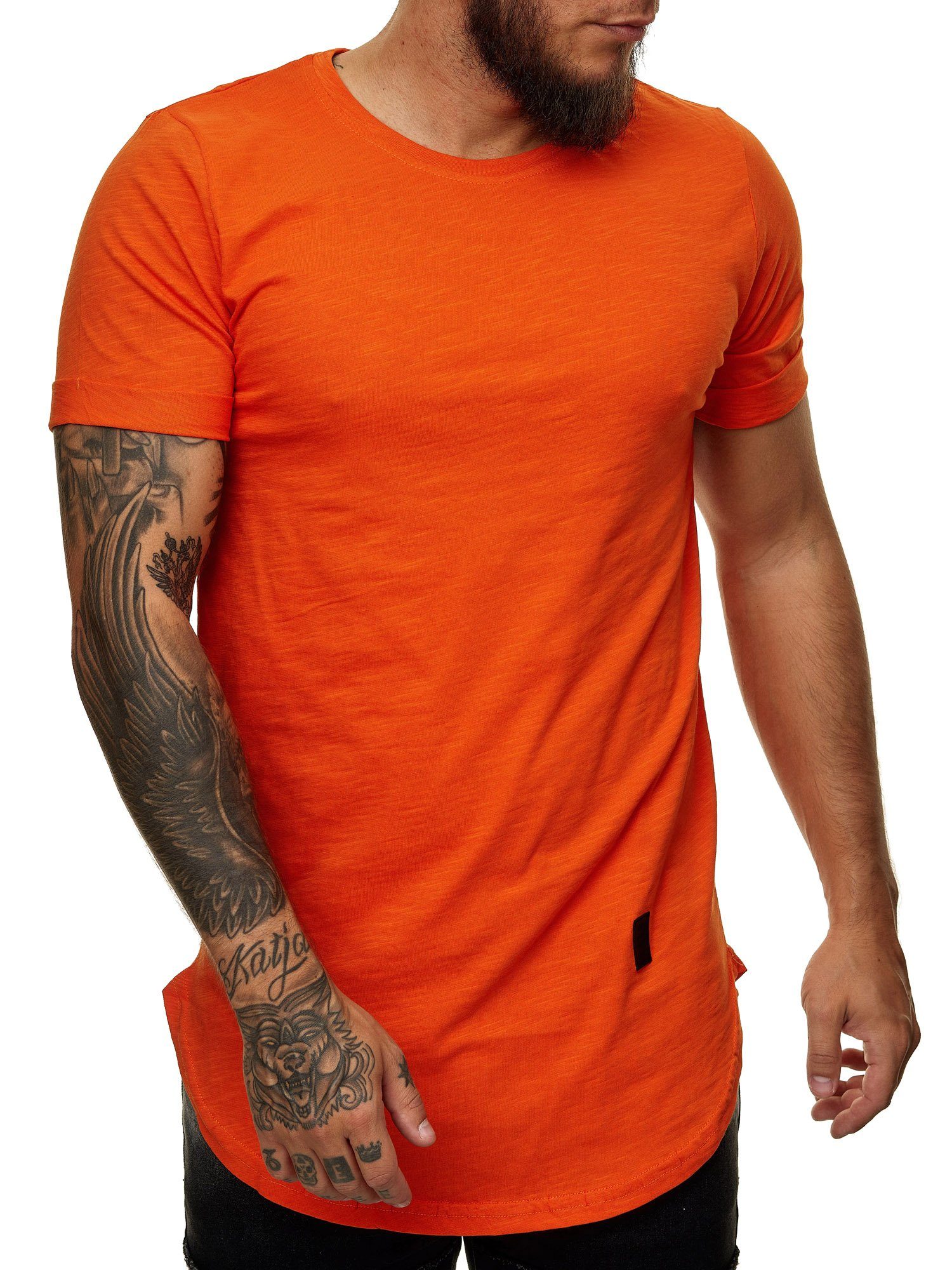OneRedox T-Shirt TS-3659 (Shirt Polo Kurzarmshirt Tee, 1-tlg) Fitness Freizeit Casual Orange