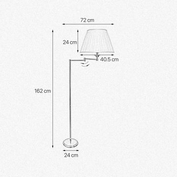 Licht-Erlebnisse Stehlampe ELEGANT, ohne Leuchtmittel, 162 cm in Messing poliert Weiß Wohnzimmer Stoff Echt-Messing E27