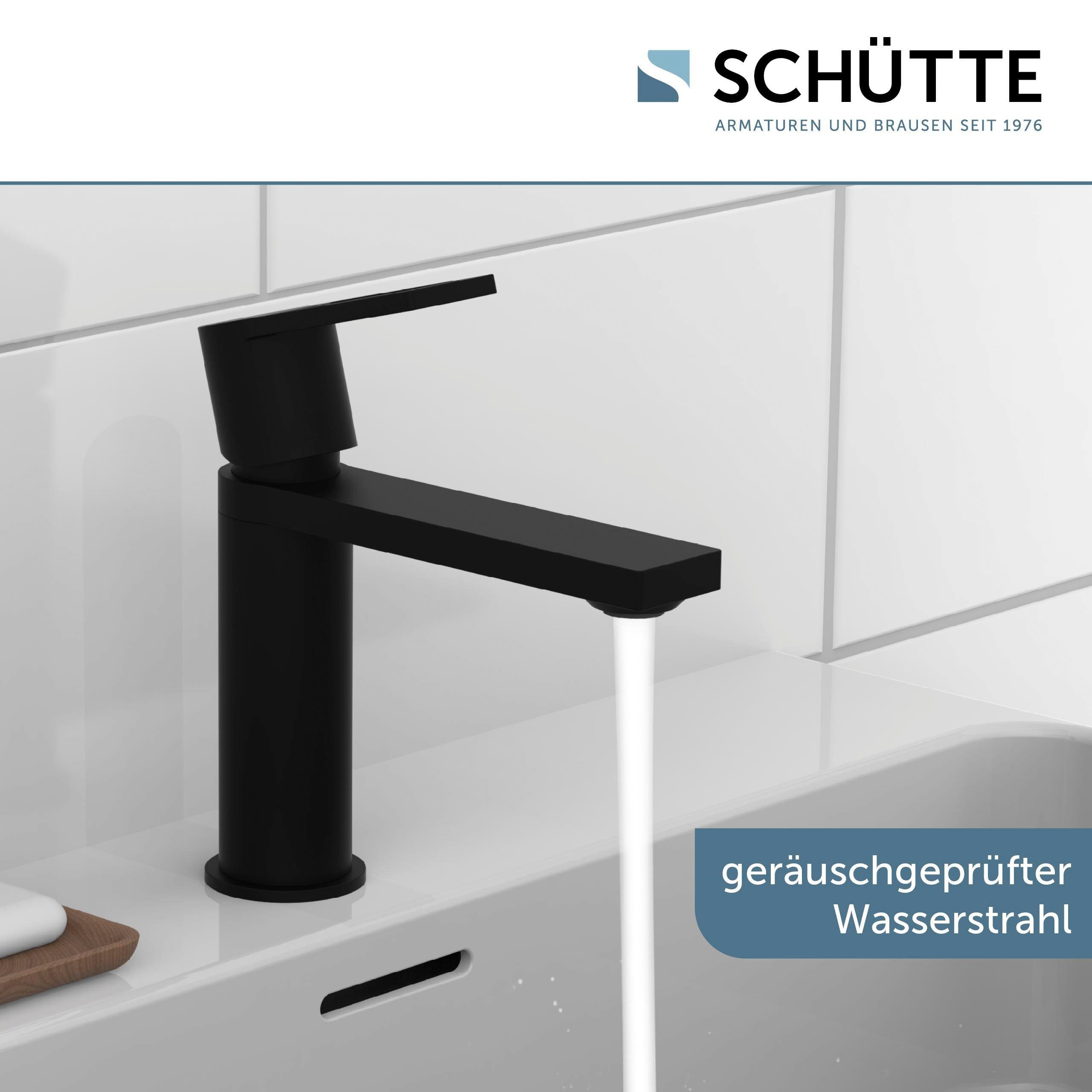 Schütte Verbrühschutz, Schwarz Marken-Mischüse wassersparend, MANHATTAN matt Waschtischarmatur