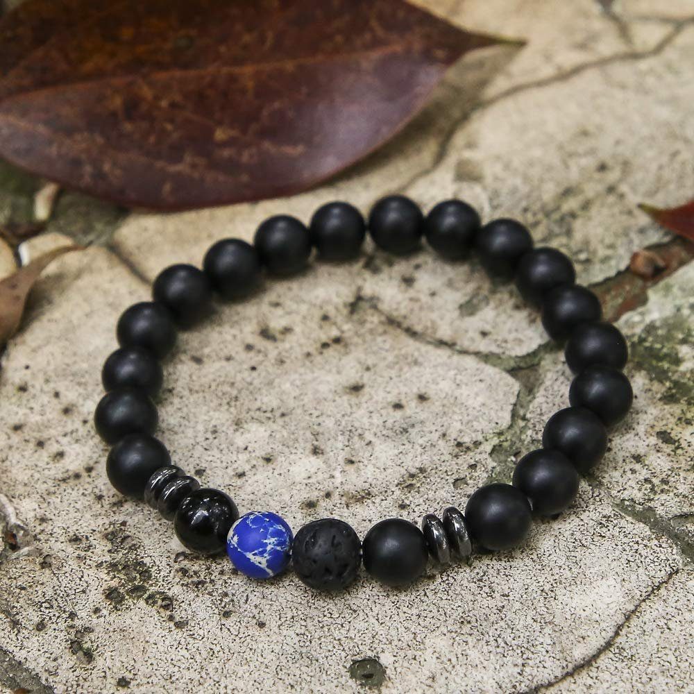 Kim Johanson Armband Chakra, mit Jaspis, Naturstein, elastisch, Yoga Schmuck, Geschenk