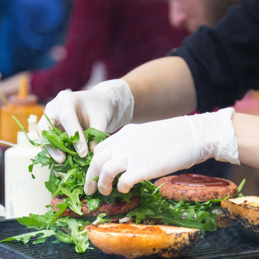 Franz Mensch Nitril-Handschuhe Hygostar "Safe Light", Weiß, 100 Stück öl- und fettbeständig