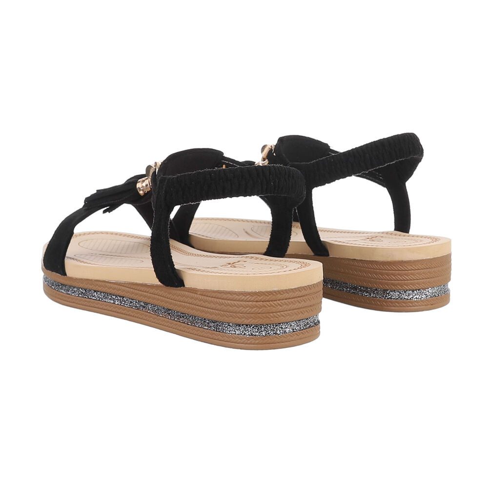 Ital-Design Damen Freizeit Riemchensandalette (85960276) Keilabsatz/Wedge Keilsandaletten in Schwarz – Bild 3 von 4