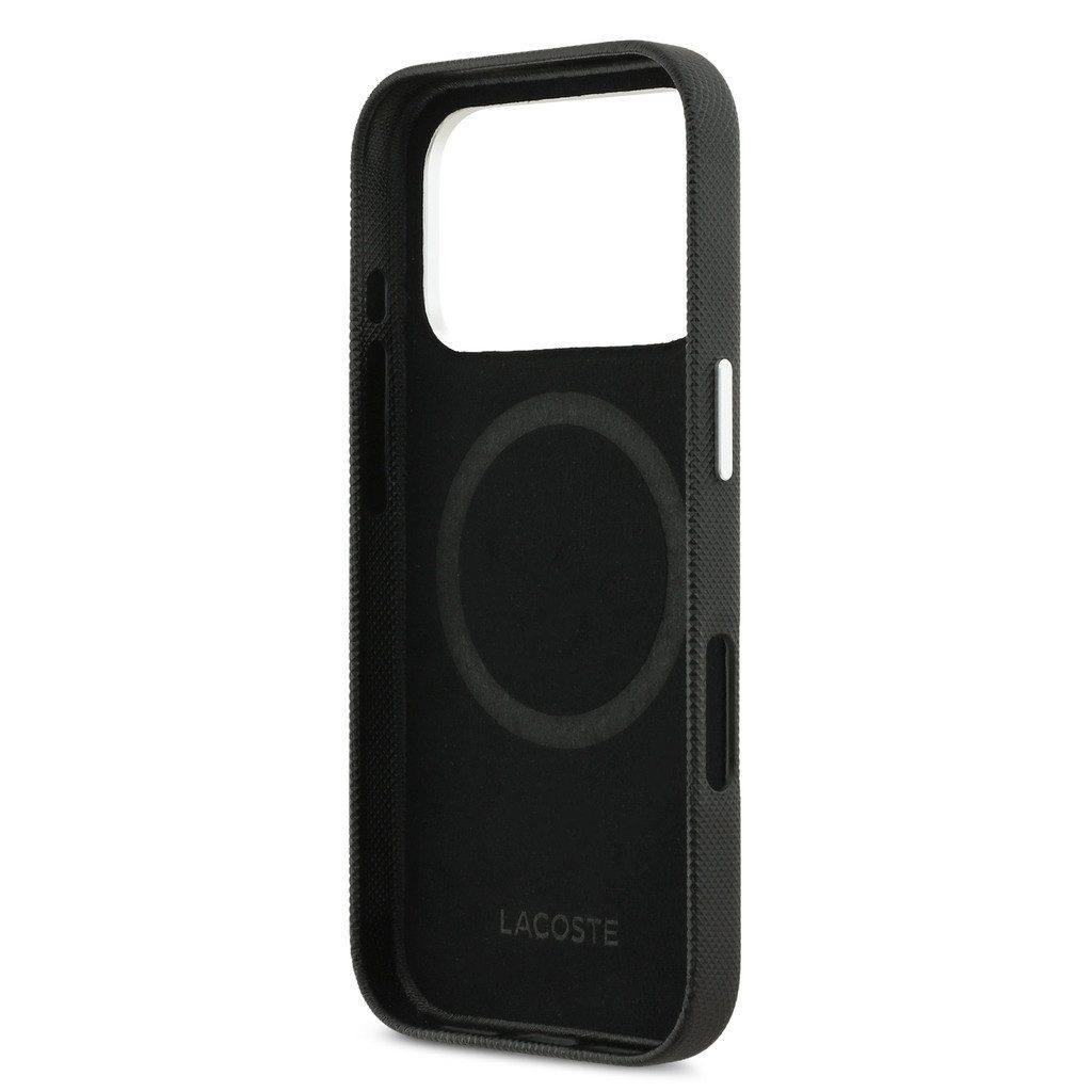 Lacoste Handyhülle iPhone 17 Pro Kunstleder schwarz Logo Krokodil Magsafe 6,3 Zoll, Kantenschutz – Bild 5 von 5