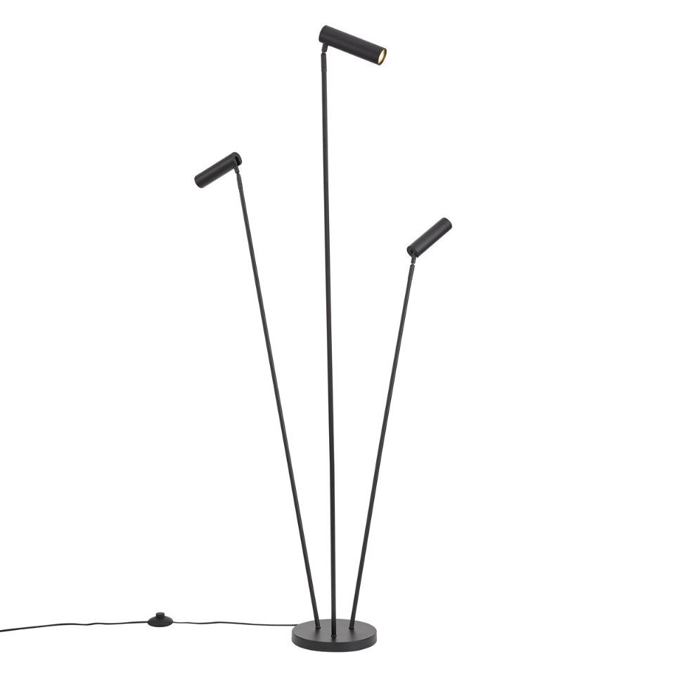 Qazqa Stehlampe Thomas, ohne Leuchtmittel, GU10, Schwarz, Modern, Stahl, 3-flammig