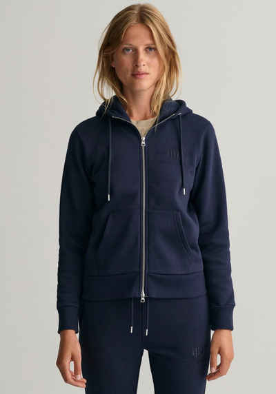 Gant Sweatjacke REG TONAL SHIELD ZIP HOODIE mit Logostickerei auf der Brust