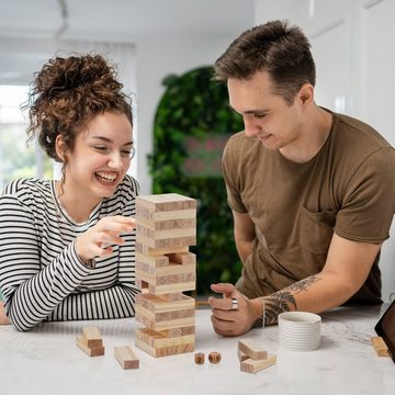 relaxdays Stapelspielzeug Wackelturm Holz mit Zahlen